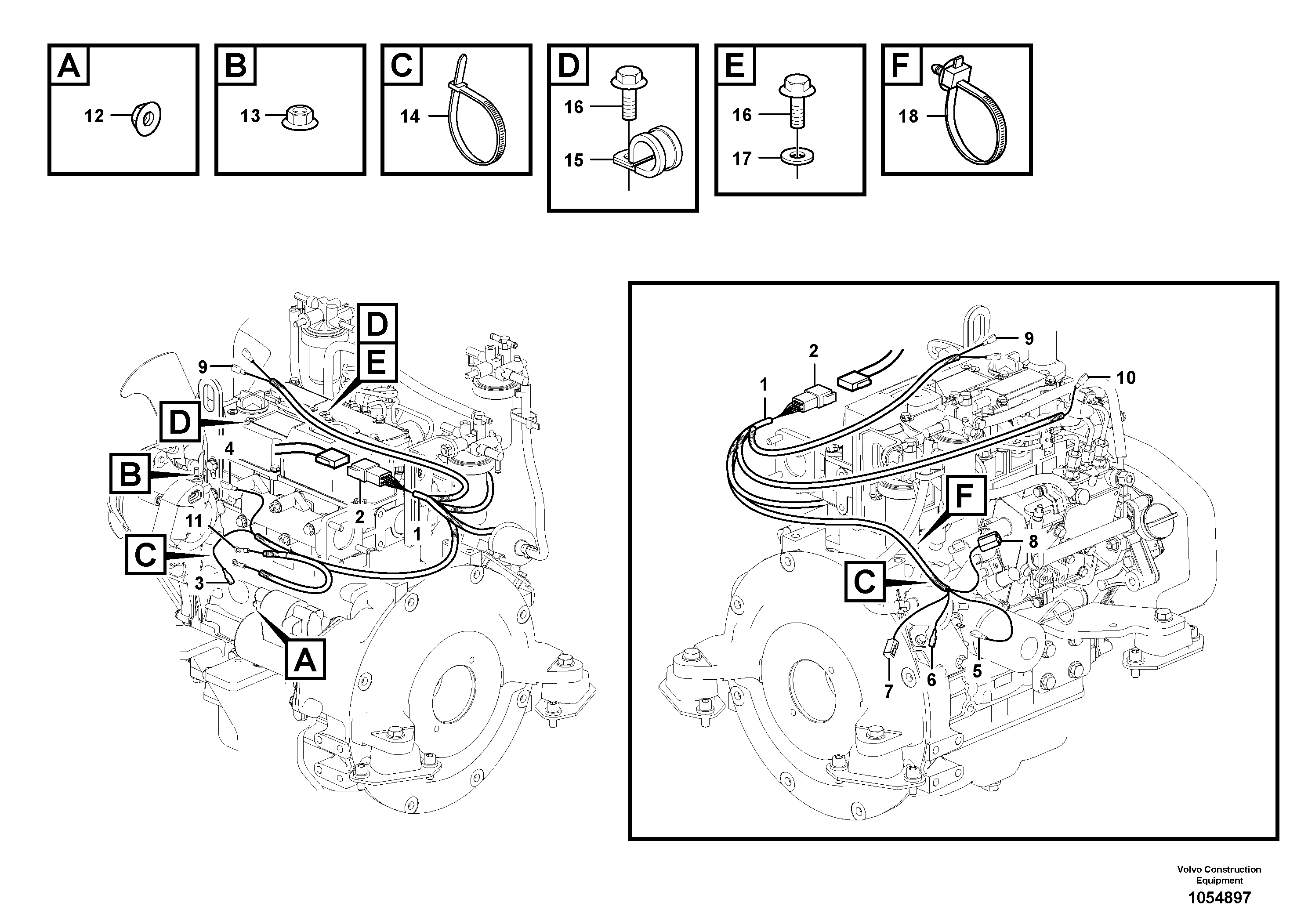 Схема запчастей Volvo EC17C - 70591 Cable harness, engine EC17C