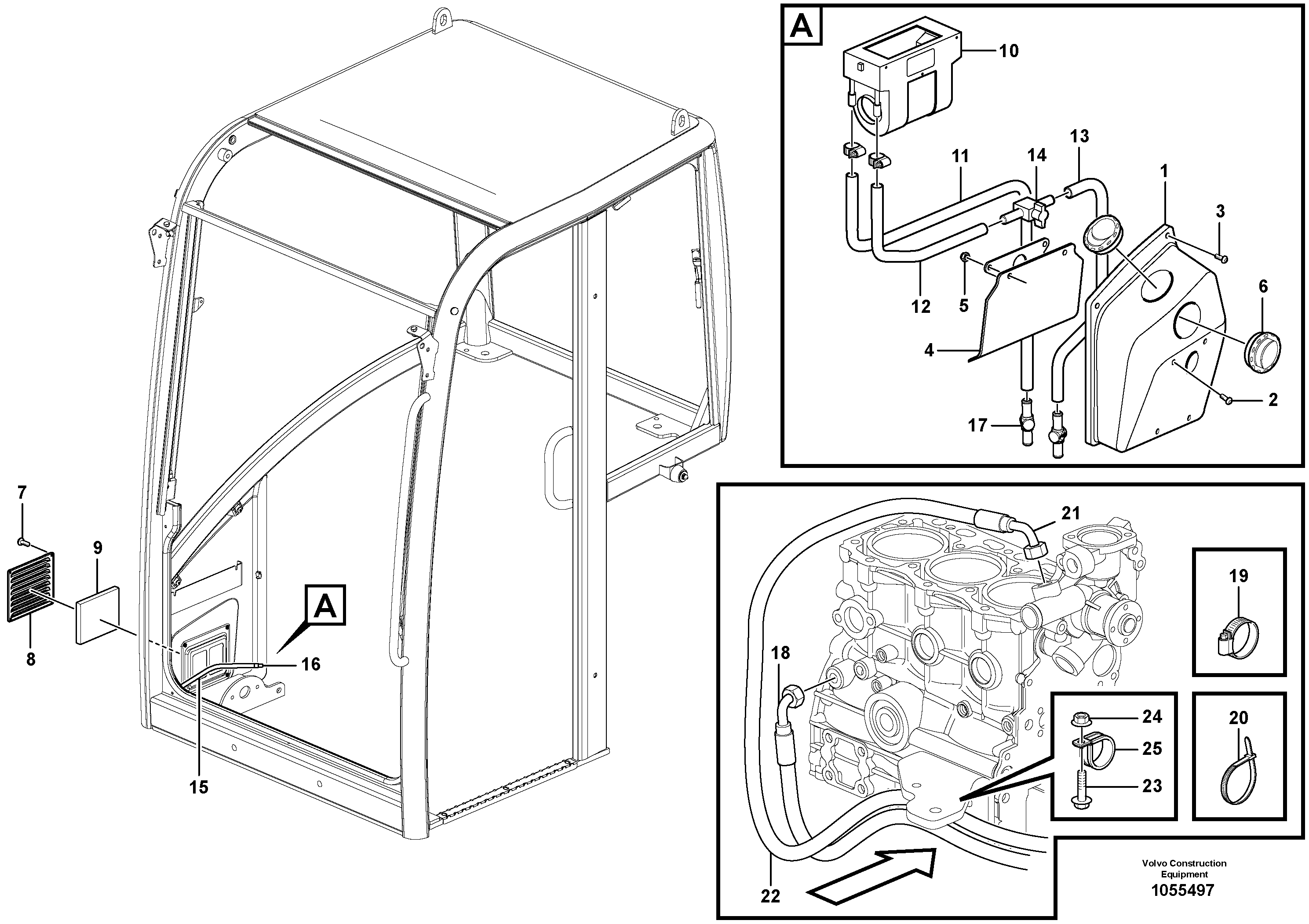 Схема запчастей Volvo EC17C - 87251 Cab heating installation EC17C