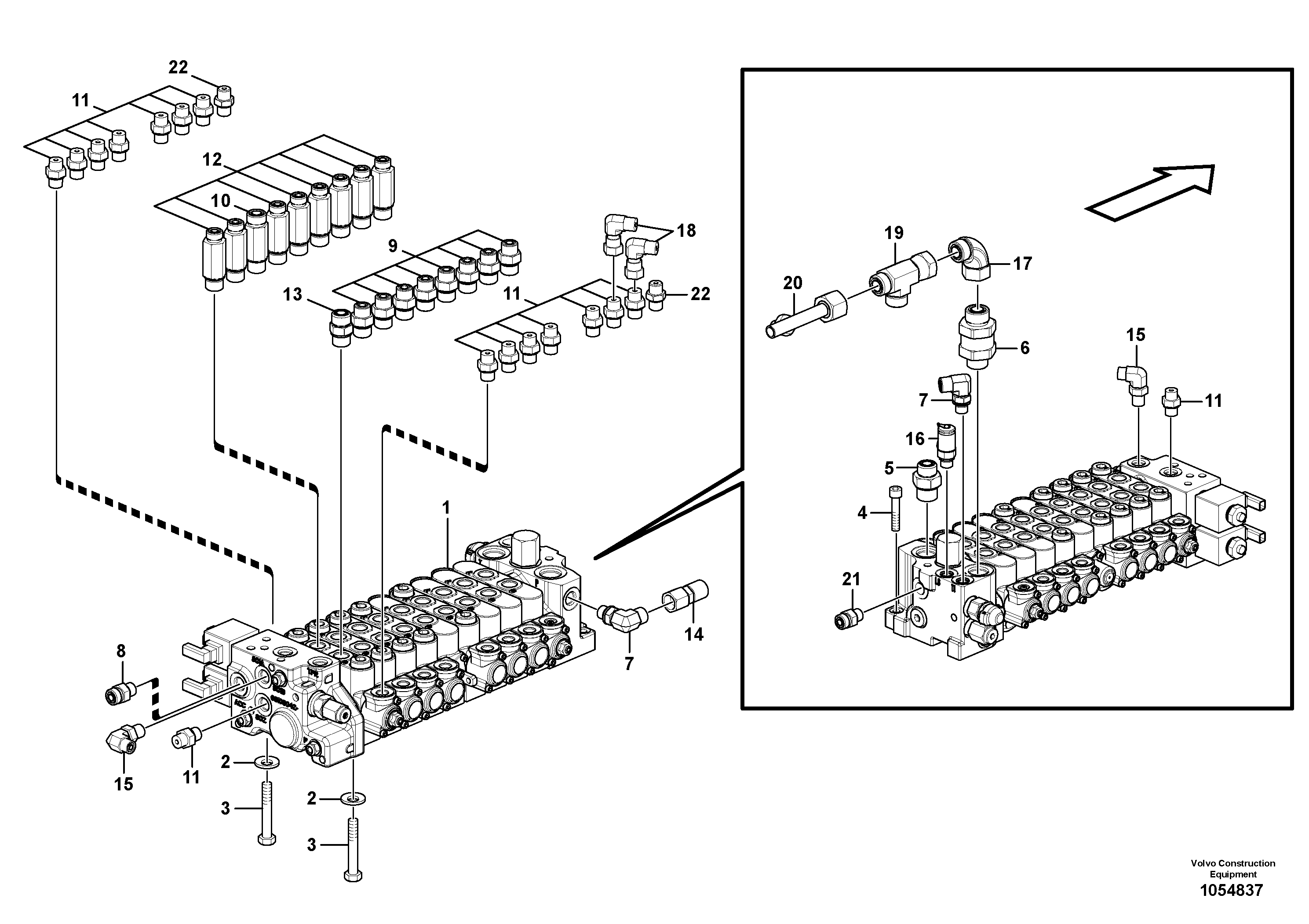 Схема запчастей Volvo EC17C - 102519 Control valve with fitting parts EC17C