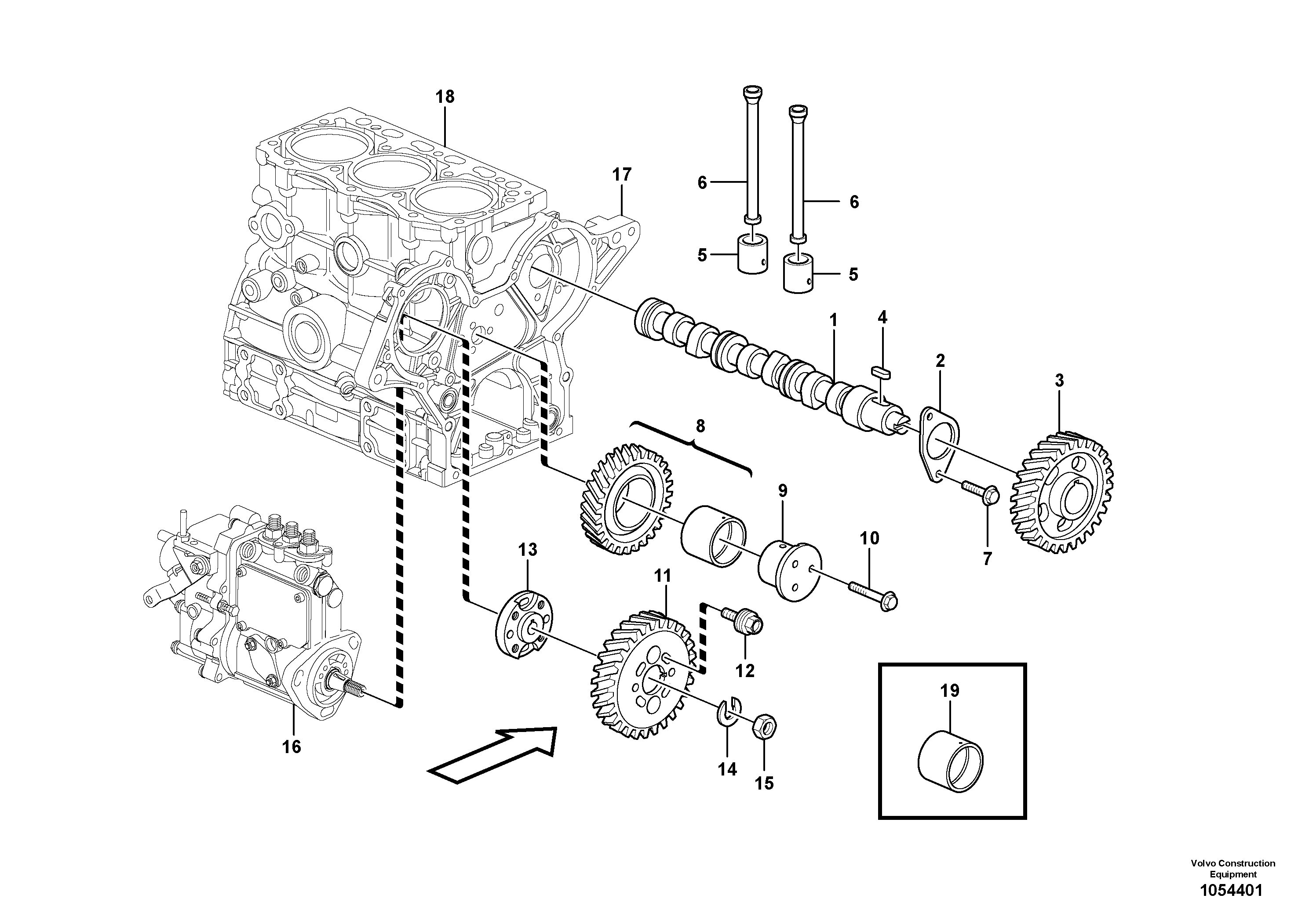 Схема запчастей Volvo EC18C - 67278 Распредвал EC18C