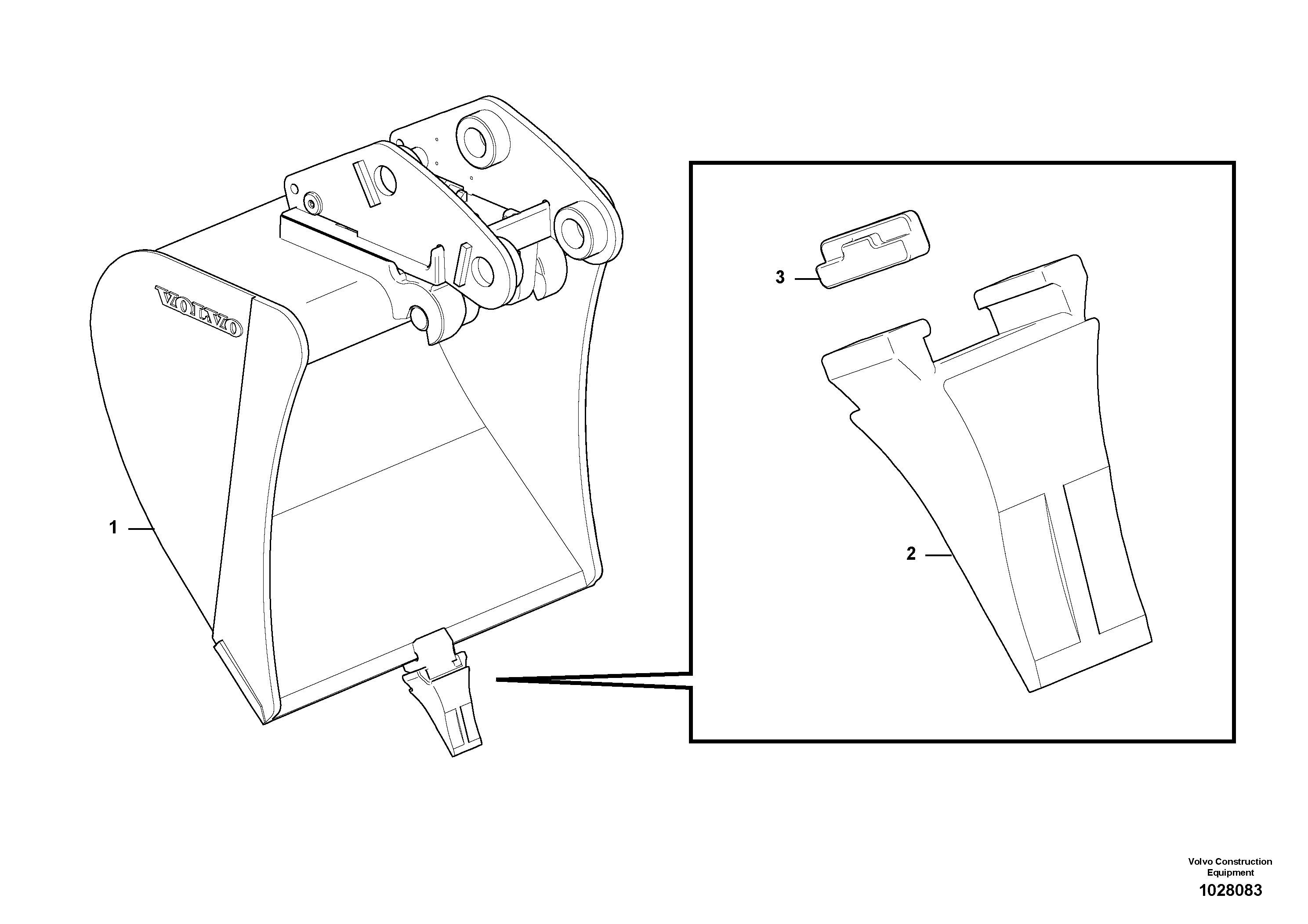 Схема запчастей Volvo EC18C - 82833 Ковш ATTACHMENTS ATT. COMPACT EXCAVATORS BUCKET&HAMMER