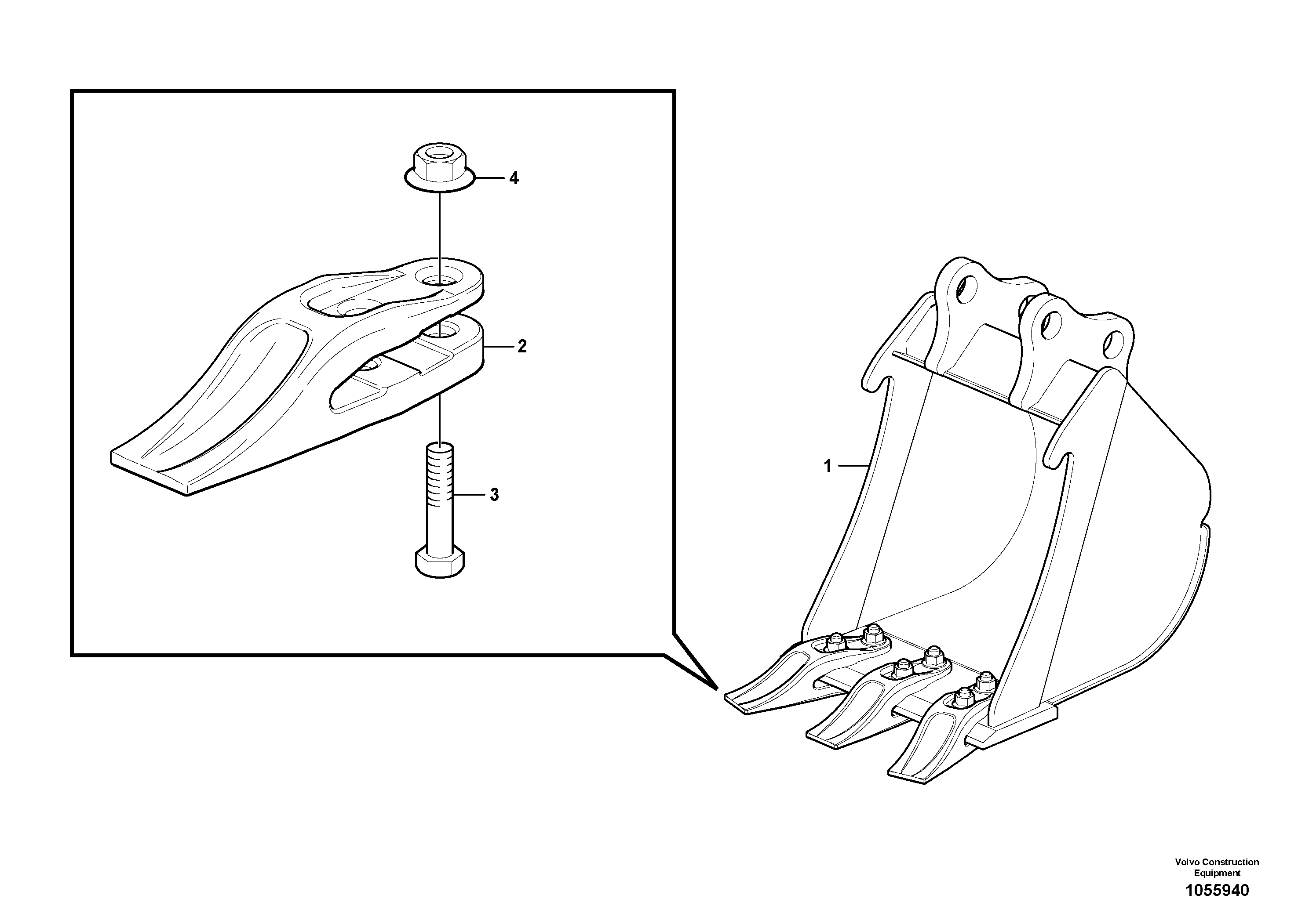 Схема запчастей Volvo EC18C - 84643 Ковш ATTACHMENTS ATT. COMPACT EXCAVATORS BUCKET&HAMMER