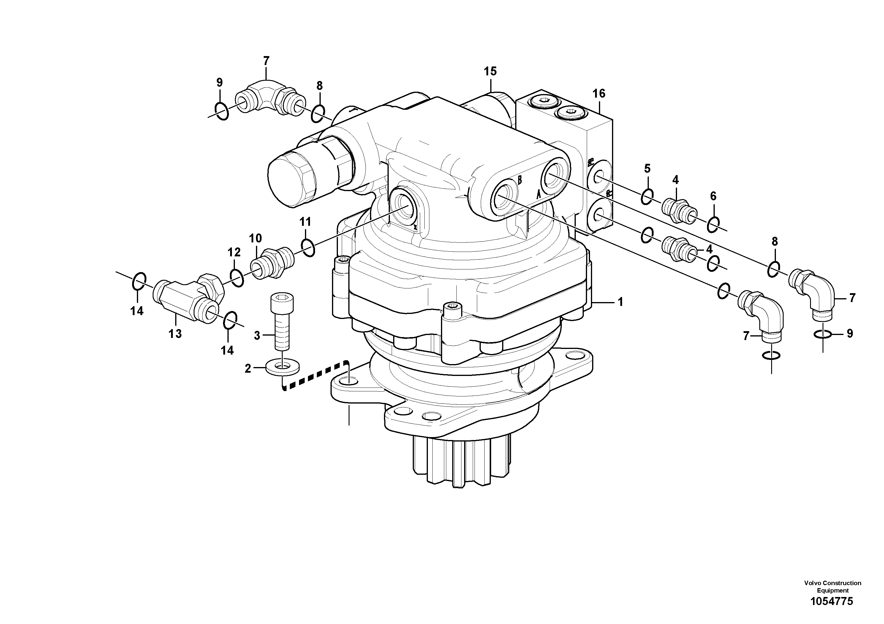 Схема запчастей Volvo EC18C - 73645 Swing motor with mounting parts EC18C