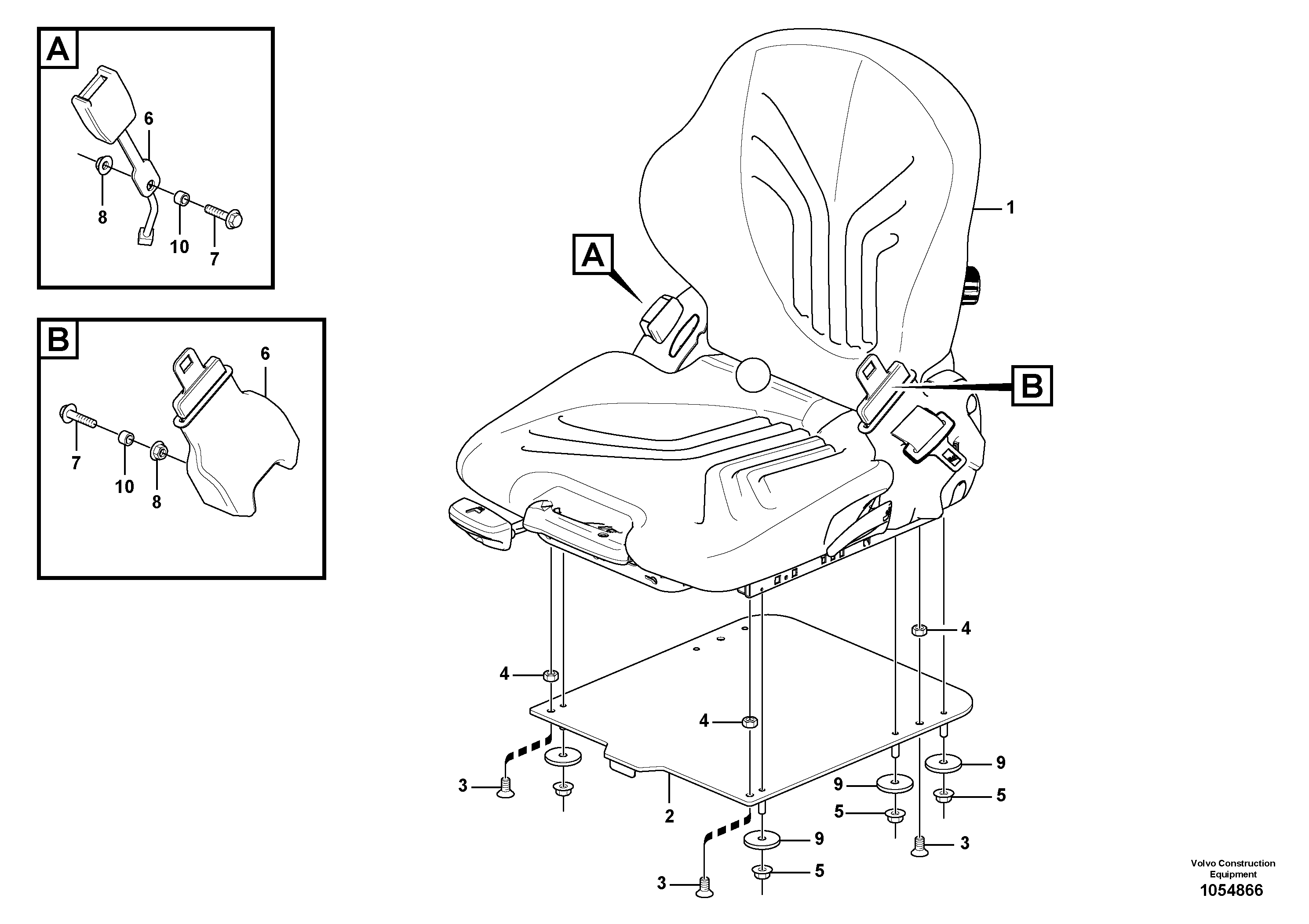 Схема запчастей Volvo EC18C - 70829 Suspended seat EC18C