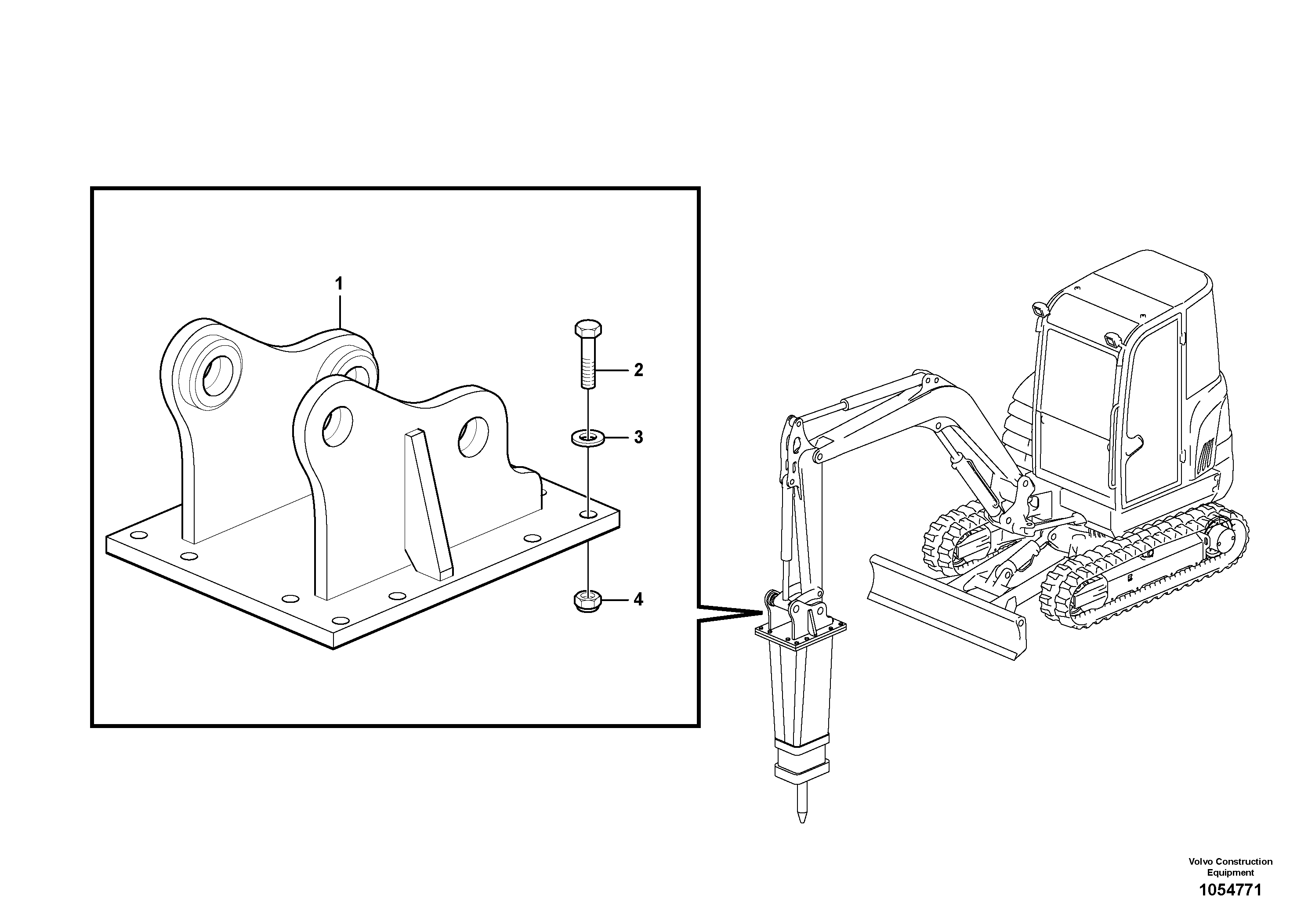 Схема запчастей Volvo EC18C - 84370 Retainer for hammer ATTACHMENTS ATT. COMPACT EXCAVATORS BUCKET&HAMMER