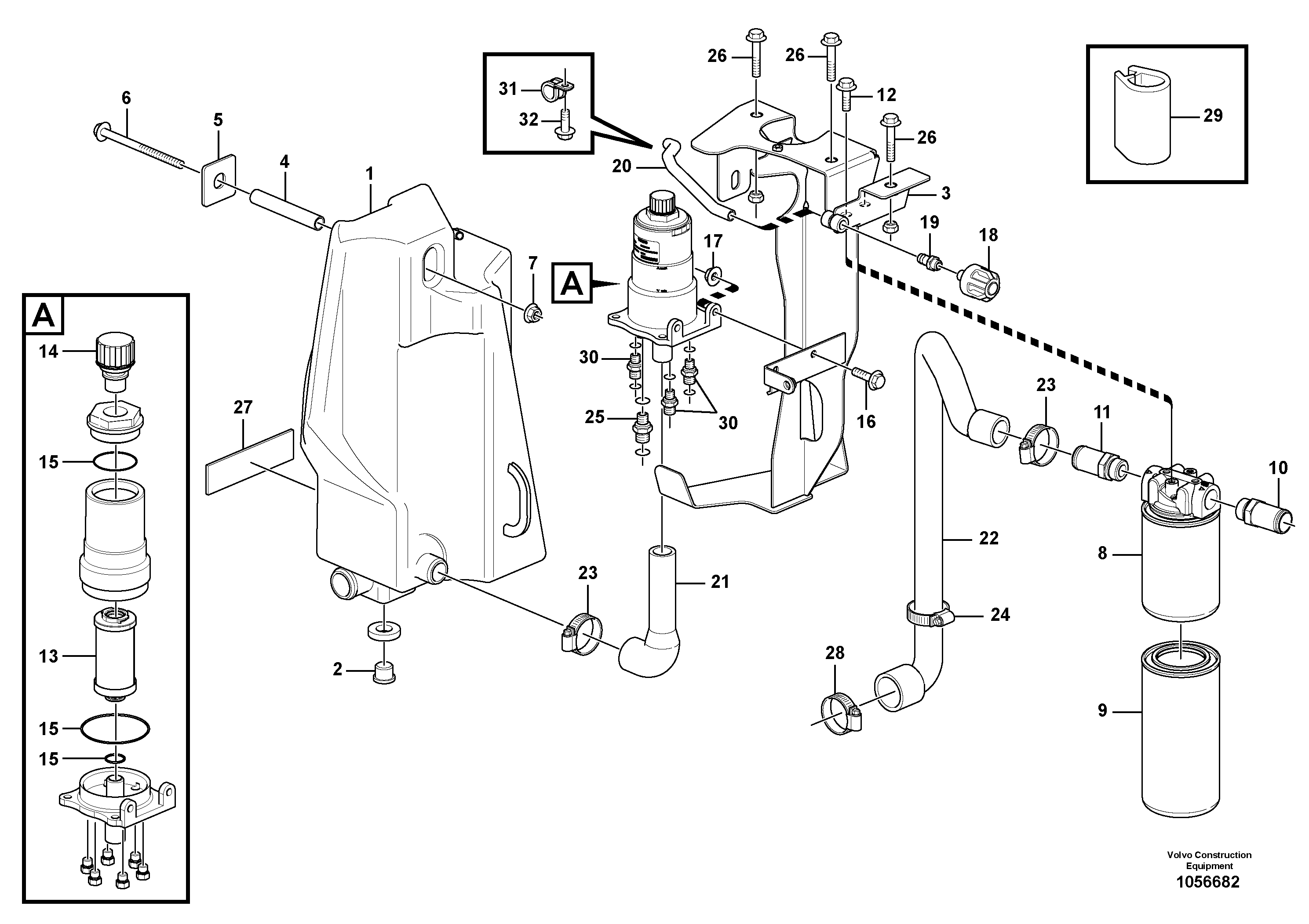 Схема запчастей Volvo EC18C - 86937 Hydraulic oil tank, with fitting parts EC18C