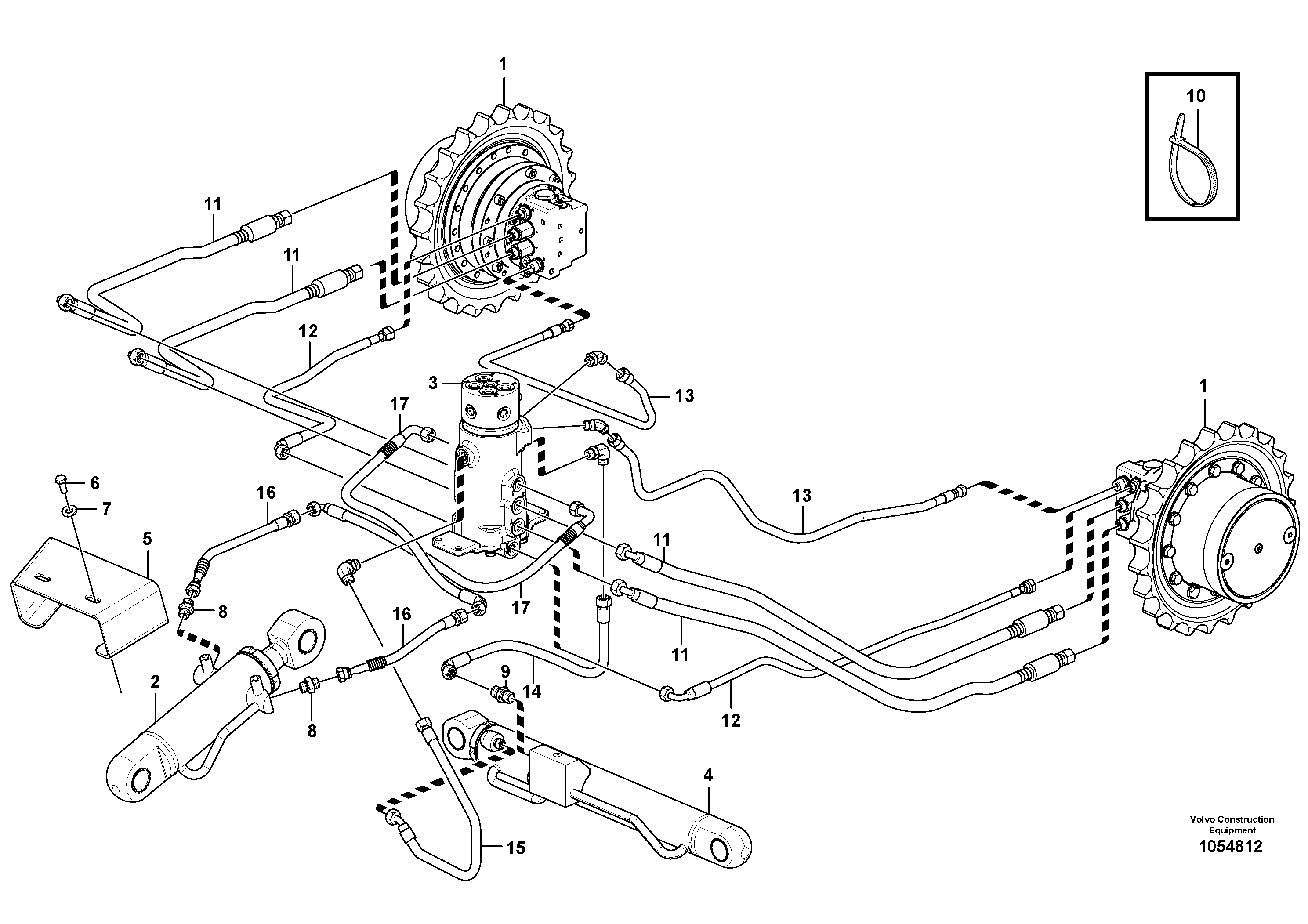 Схема запчастей Volvo EC18C - 67481 Hydraulic circuit ( lower frame ) EC18C