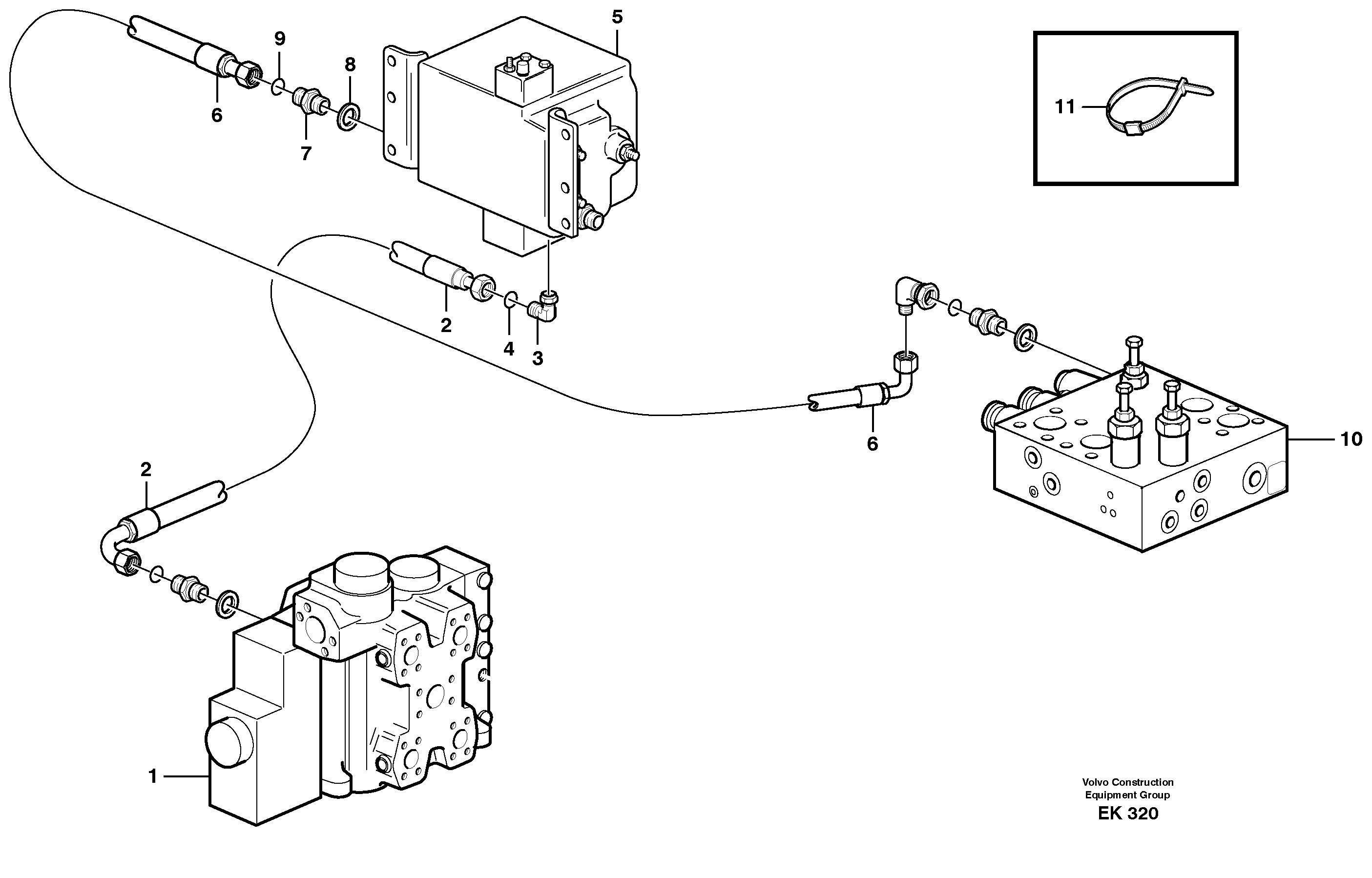 Схема запчастей Volvo L220E - 8173 Load sensing line, 3rd and 4th function L220E SER NO 4003 - 5020