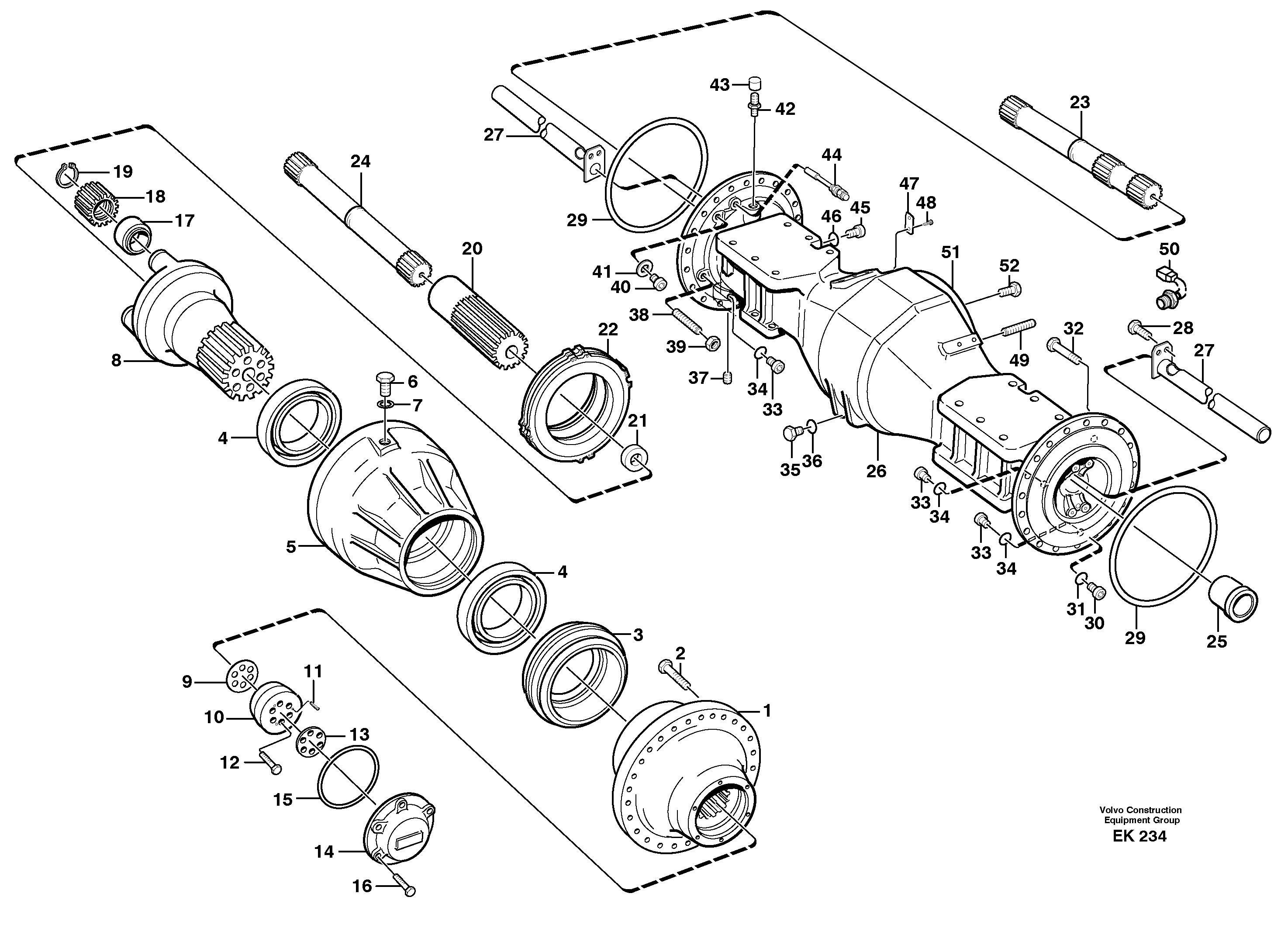 Схема запчастей Volvo L220E - 36729 Planet shaft, front L220E SER NO 2001 - 3999