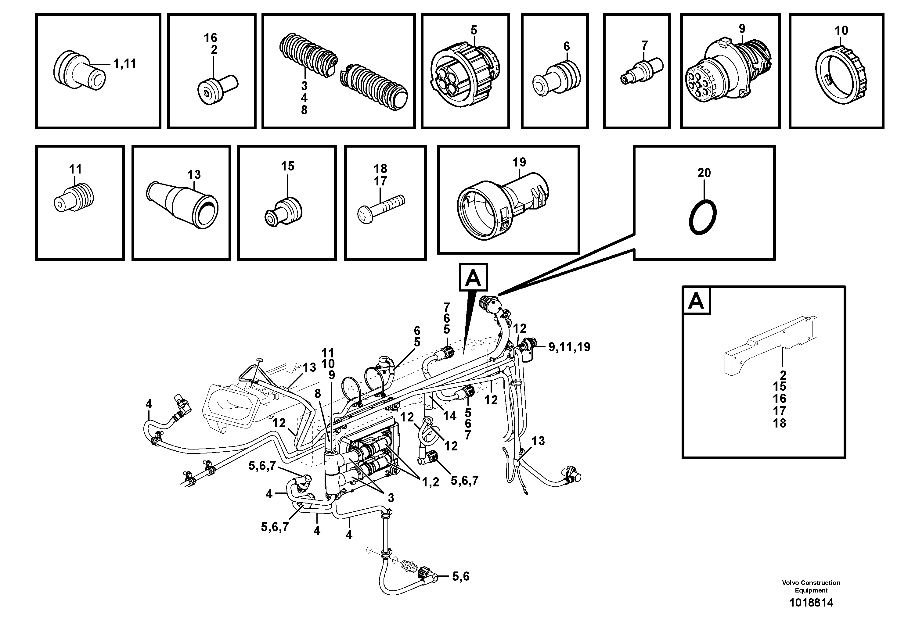 Схема запчастей Volvo L220E - 16829 Cable harness, engine L220E SER NO 4003 - 5020