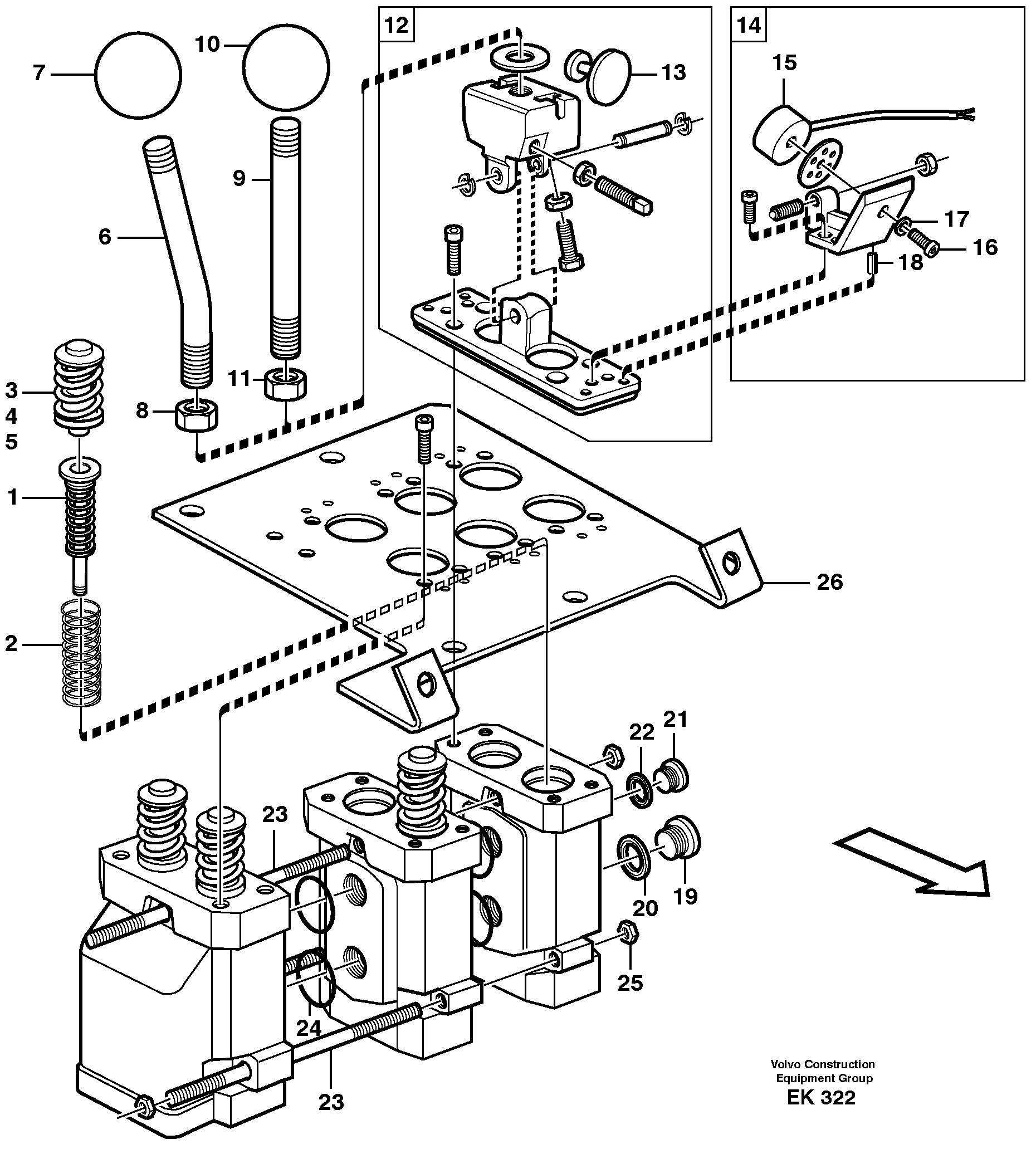 Схема запчастей Volvo L220E - 97336 Servo valve L220E SER NO 4003 - 5020