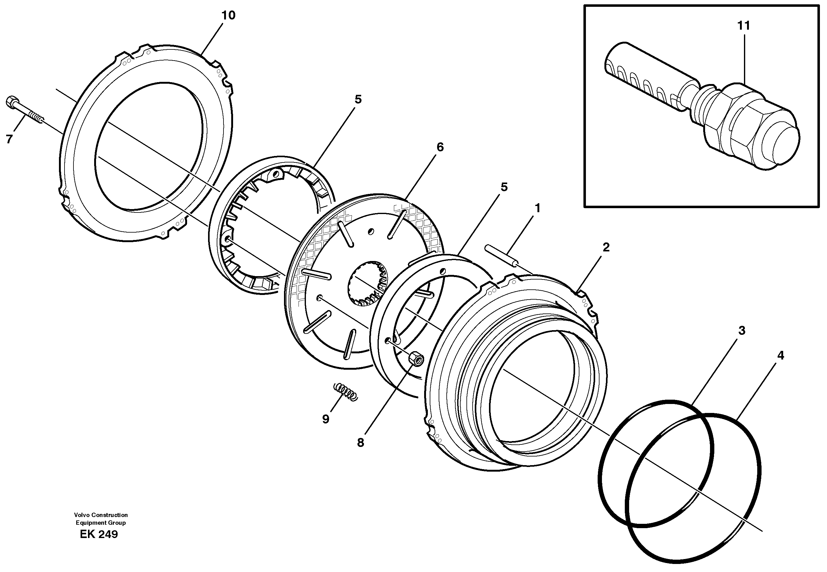 Схема запчастей Volvo L220E - 61229 Multi-disc brake, rear L220E SER NO 2001 - 3999