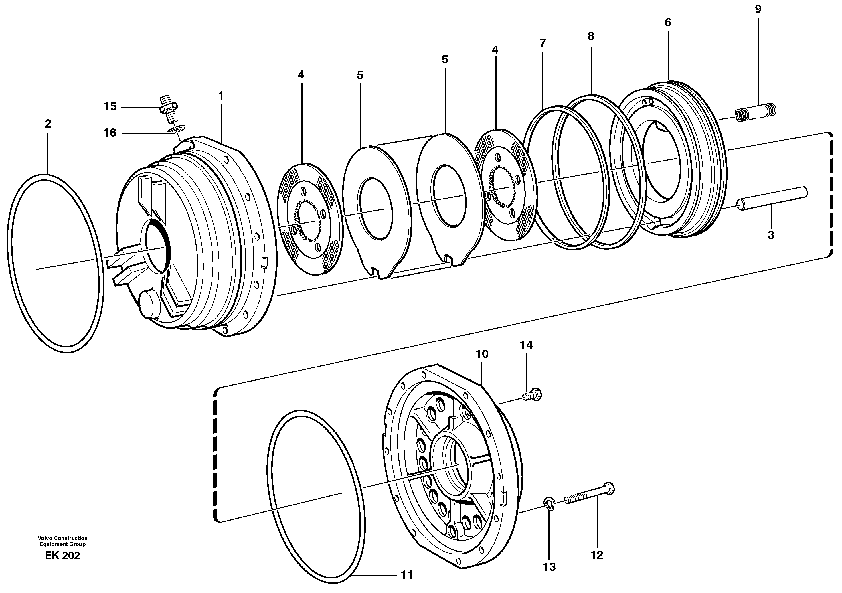 Схема запчастей Volvo L220E - 10706 Parking brake L220E SER NO 2001 - 3999