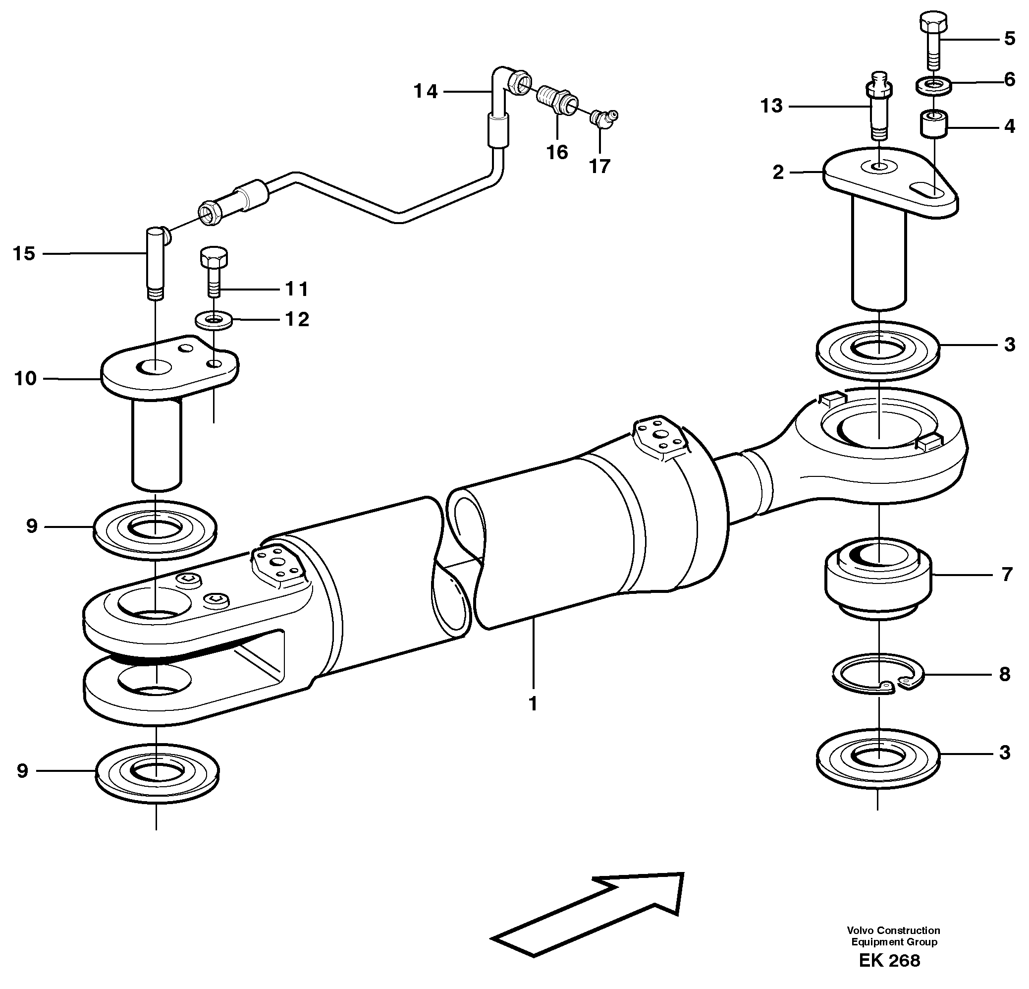 Схема запчастей Volvo L220E - 30637 Hydraulic cylinder with fitting parts L220E SER NO 2001 - 3999