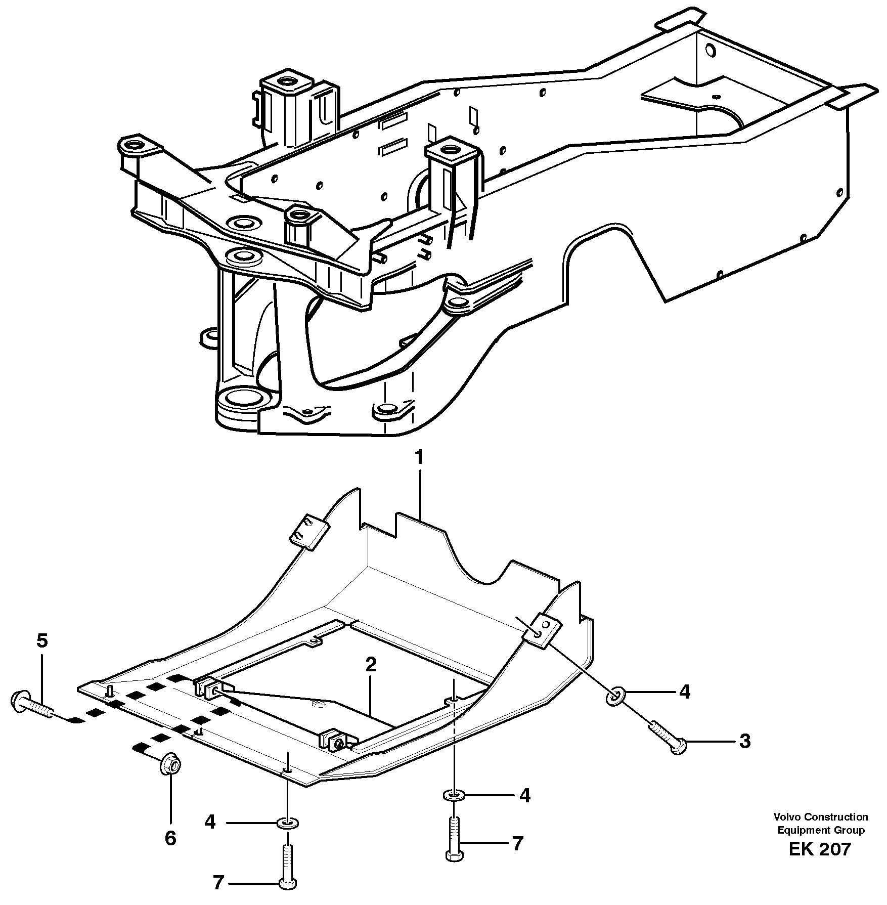 Схема запчастей Volvo L220E - 30642 Belly guard, rear L220E SER NO 2001 - 3999