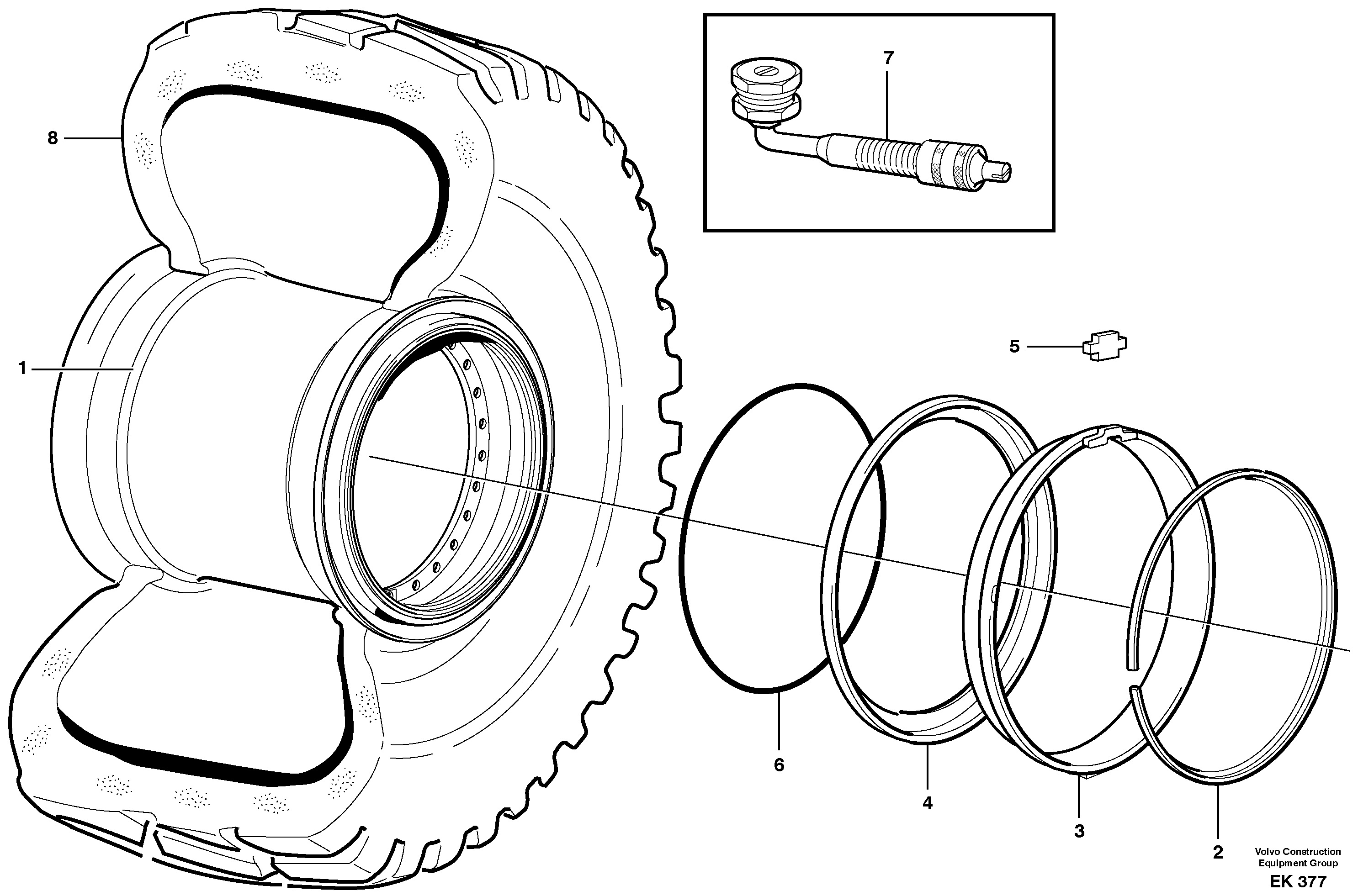 Схема запчастей Volvo L220E - 99878 Rim for low profile tyre L220E SER NO 2001 - 3999