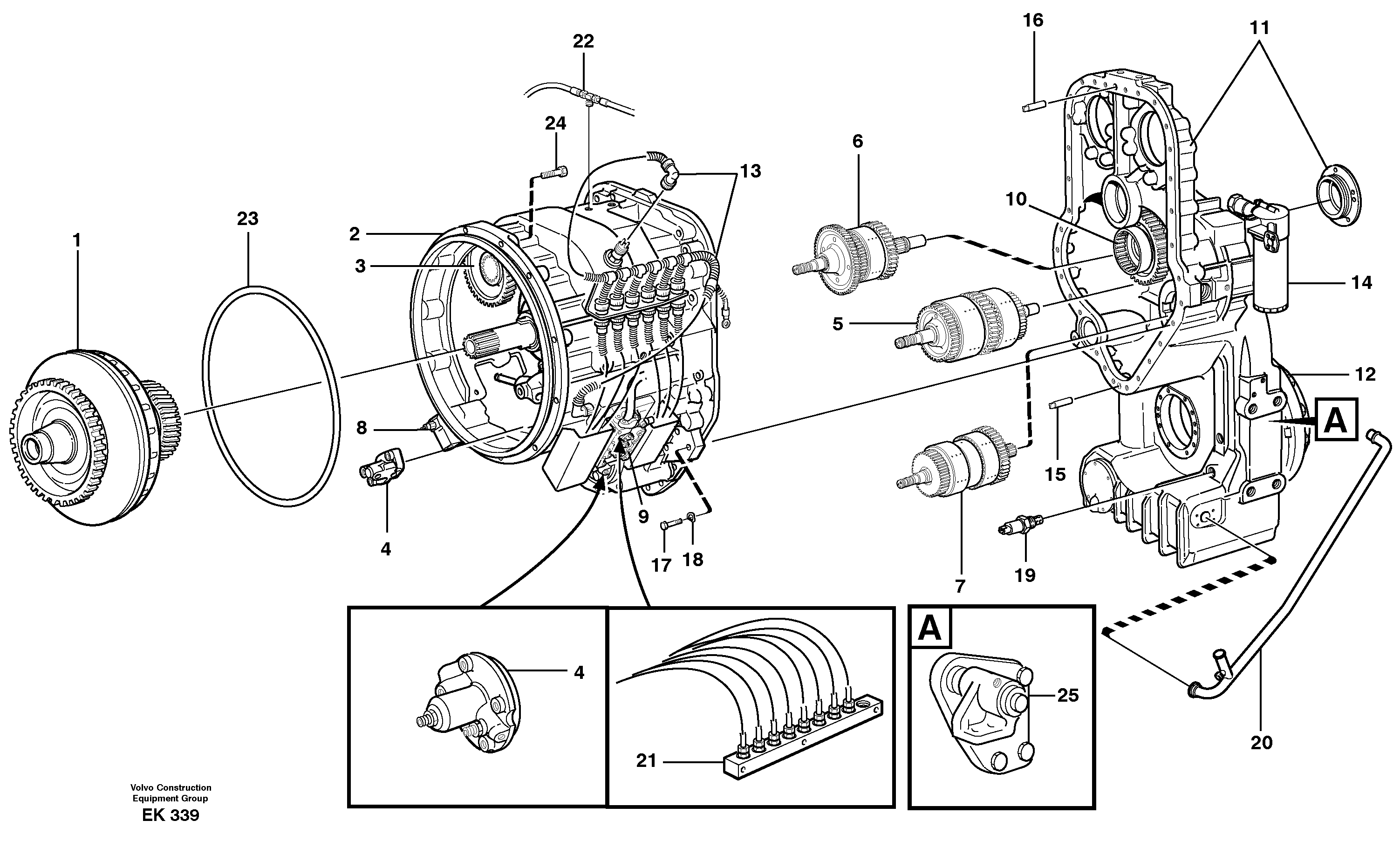 Схема запчастей Volvo L220E - 9494 Hydraulic transmission with fitting parts L220E SER NO 4003 - 5020