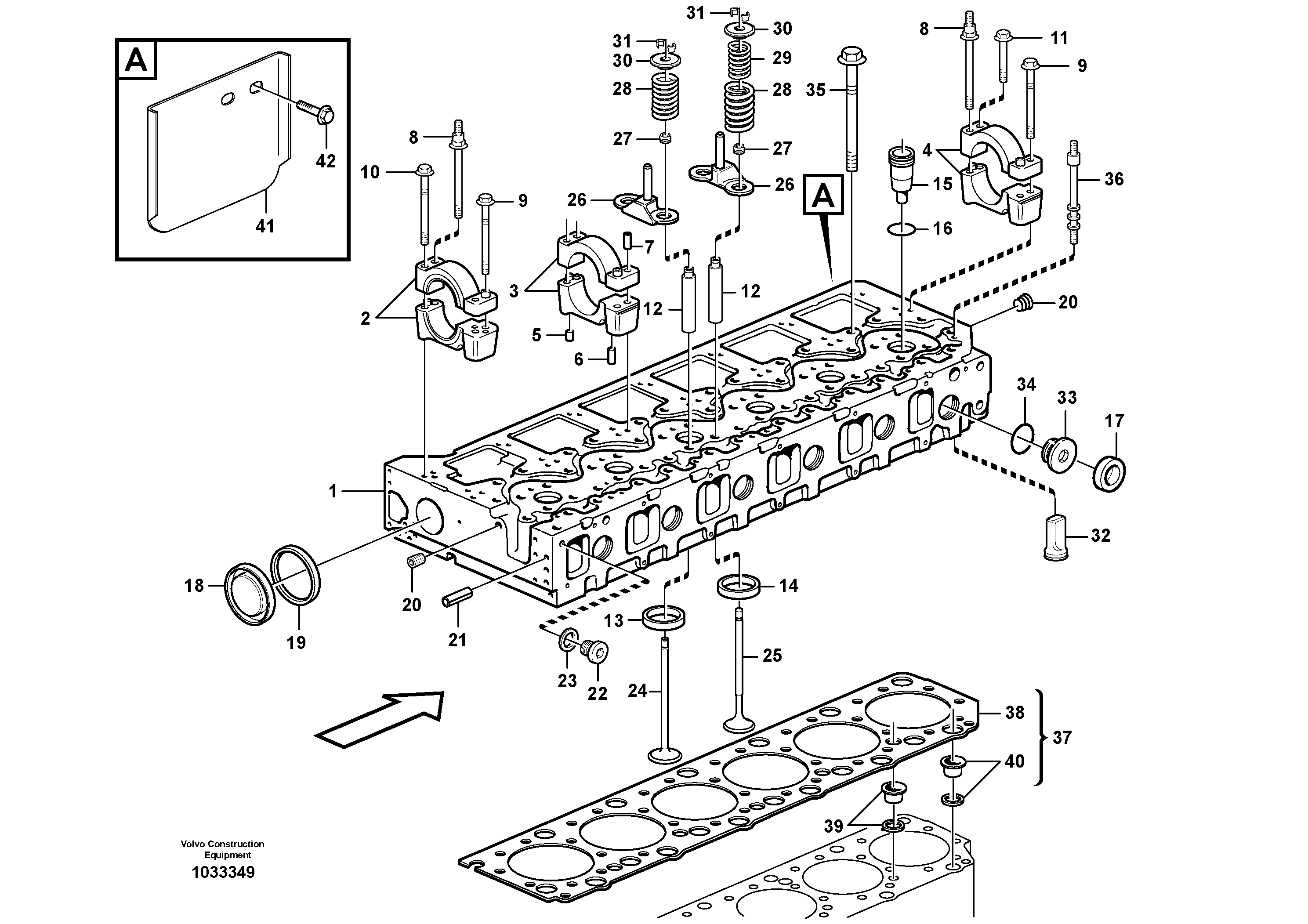 Схема запчастей Volvo L220E - 22824 Головка блока цилиндров L220E SER NO 2001 - 3999