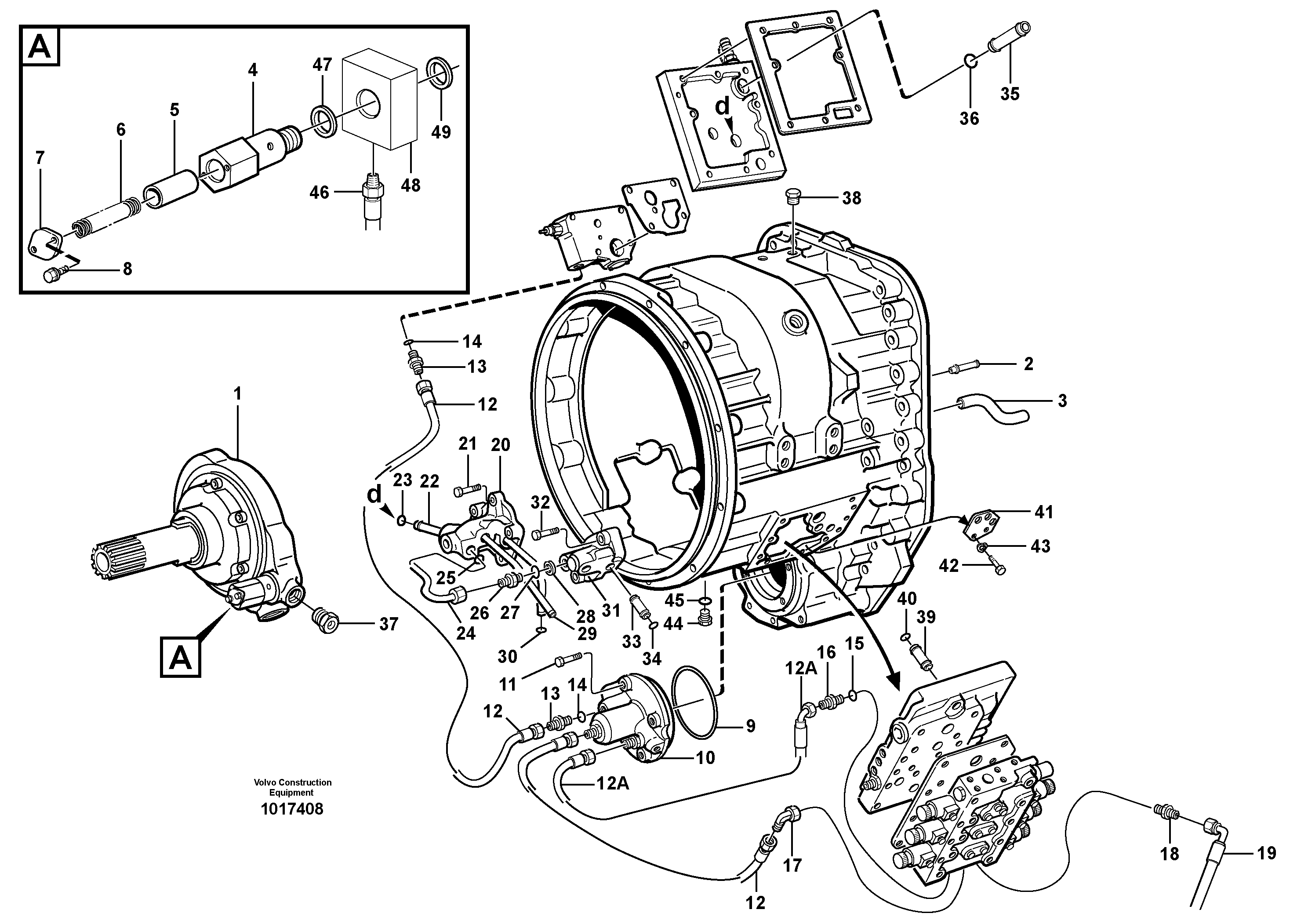 Схема запчастей Volvo L220E - 9497 Oil distributor and tube L220E SER NO 4003 - 5020