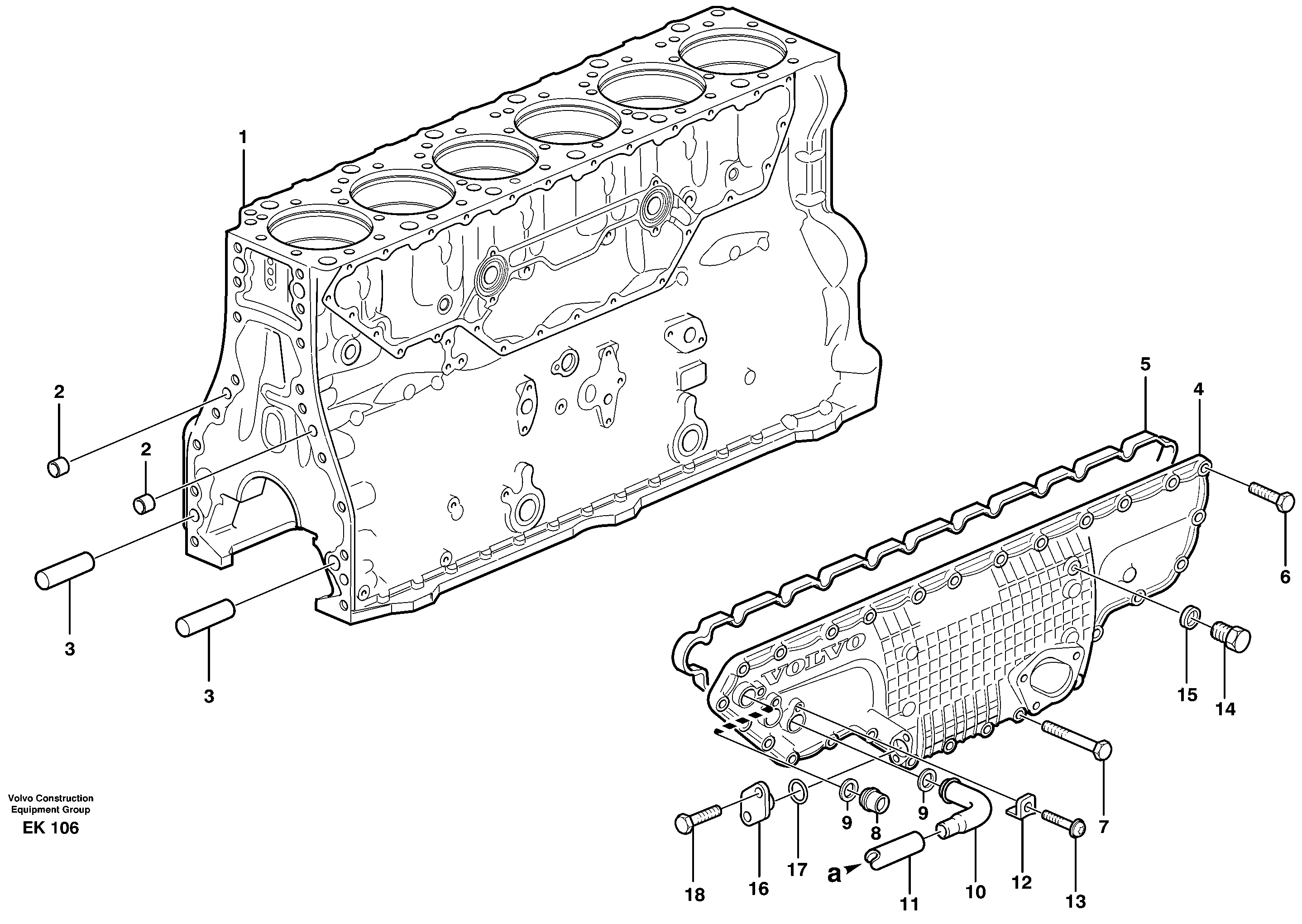 Схема запчастей Volvo L220E - 104110 Блок цилиндров L220E SER NO 2001 - 3999