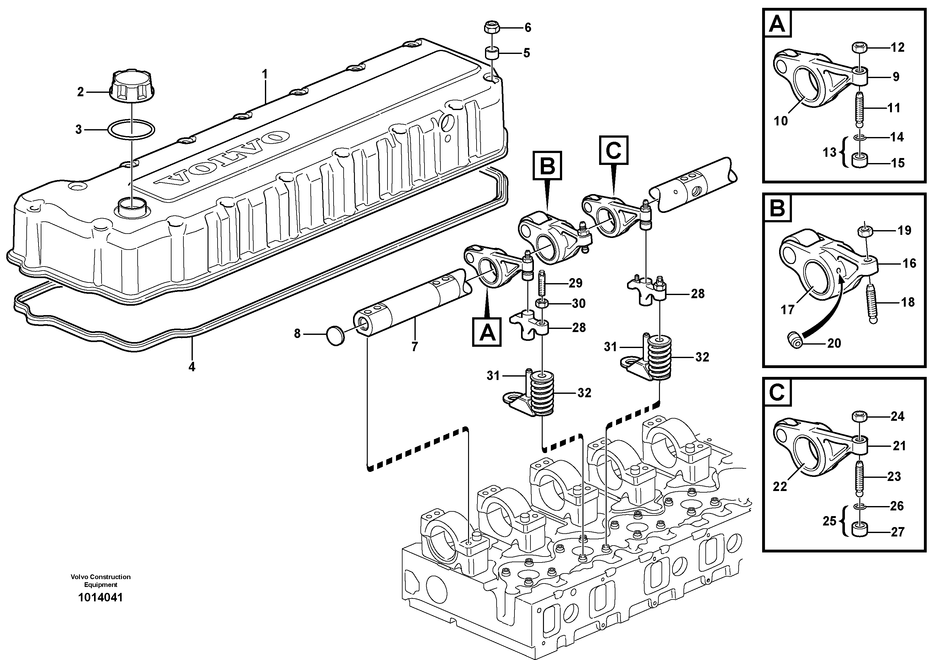 Схема запчастей Volvo L220E - 105025 Valve mechanism L220E SER NO 2001 - 3999