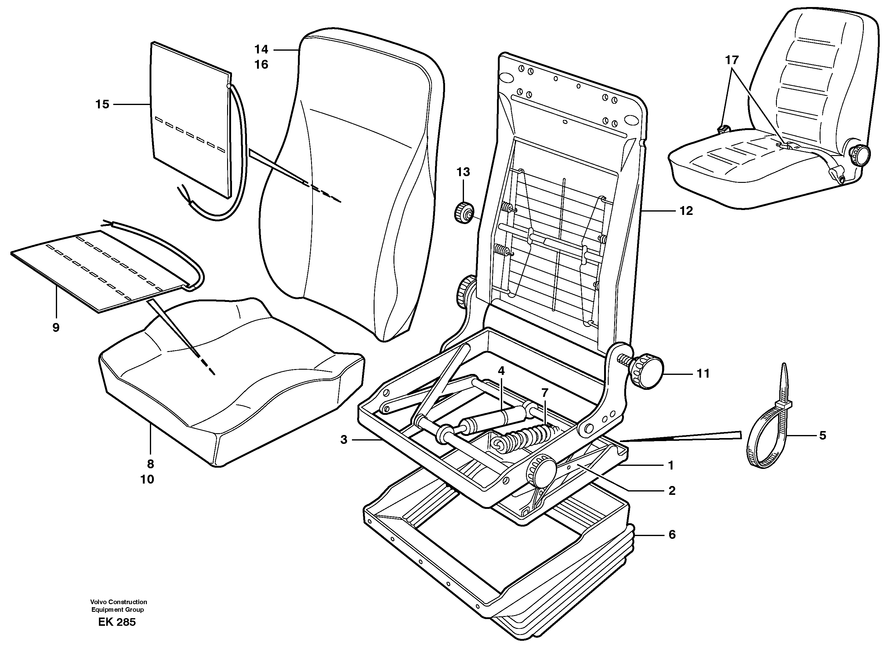 Схема запчастей Volvo L220E - 28059 Drivers seat L220E SER NO 2001 - 3999