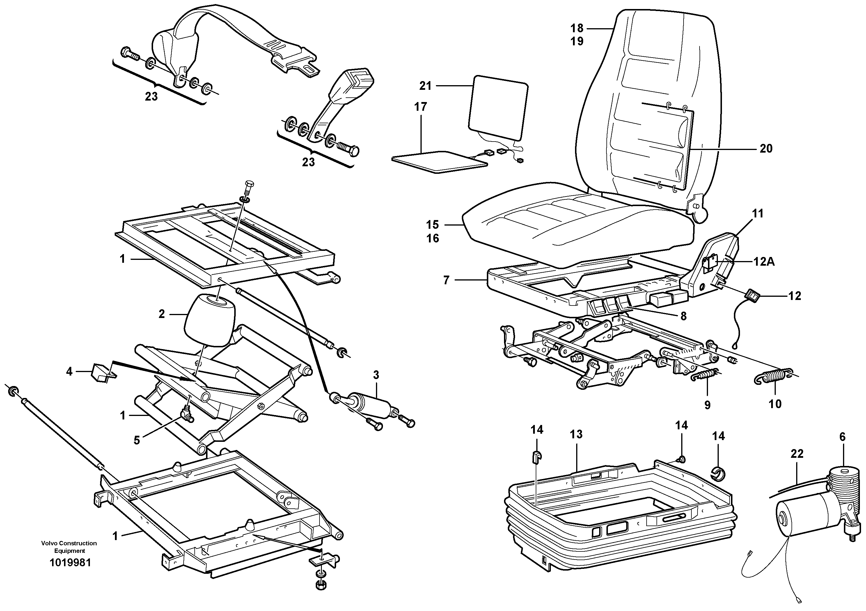 Схема запчастей Volvo L220E - 57295 Operators seat, heated, air suspensioned L220E SER NO 2001 - 3999