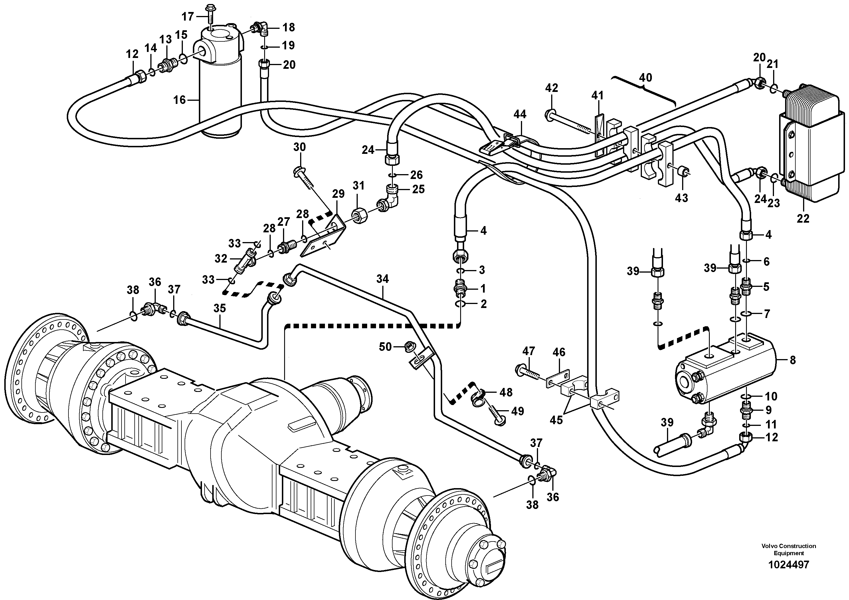 Схема запчастей Volvo L220E - 6825 Oil cooler, forword, pump circuit L220E SER NO 4003 - 5020