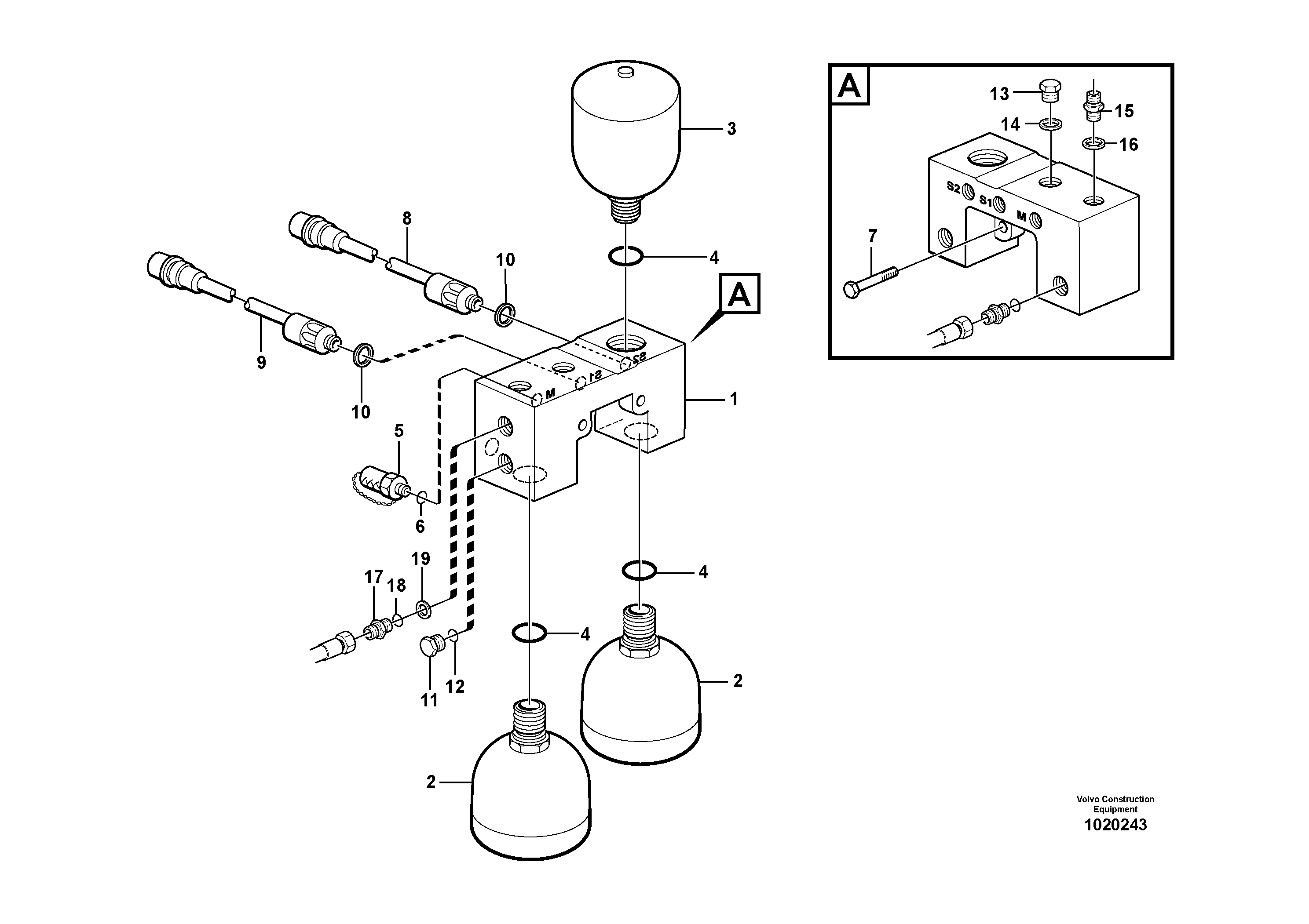 Схема запчастей Volvo L220E - 91925 Valve and accumulators L220E SER NO 4003 - 5020