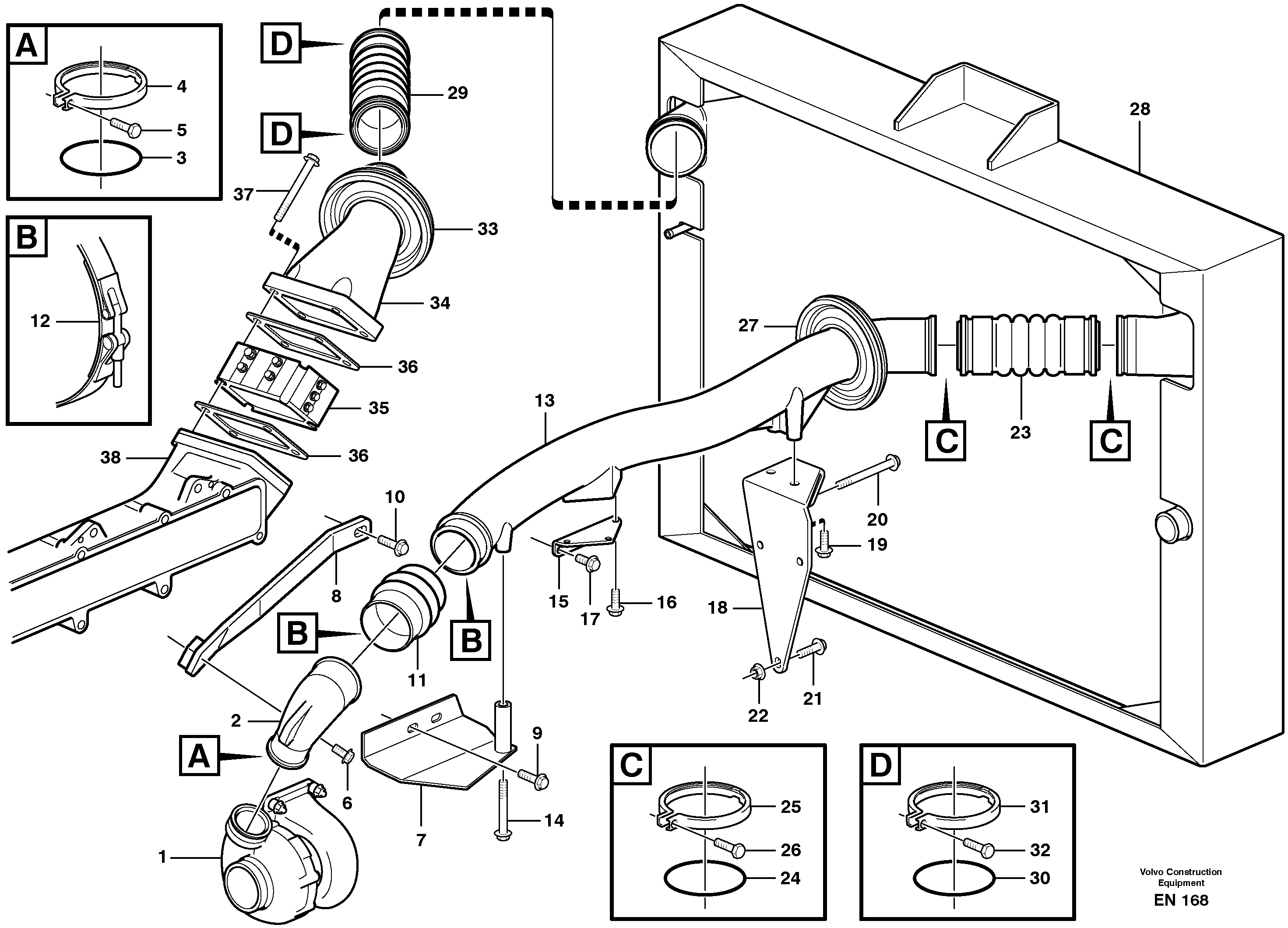 Схема запчастей Volvo L220E - 58598 Intercooler L220E SER NO 2001 - 3999