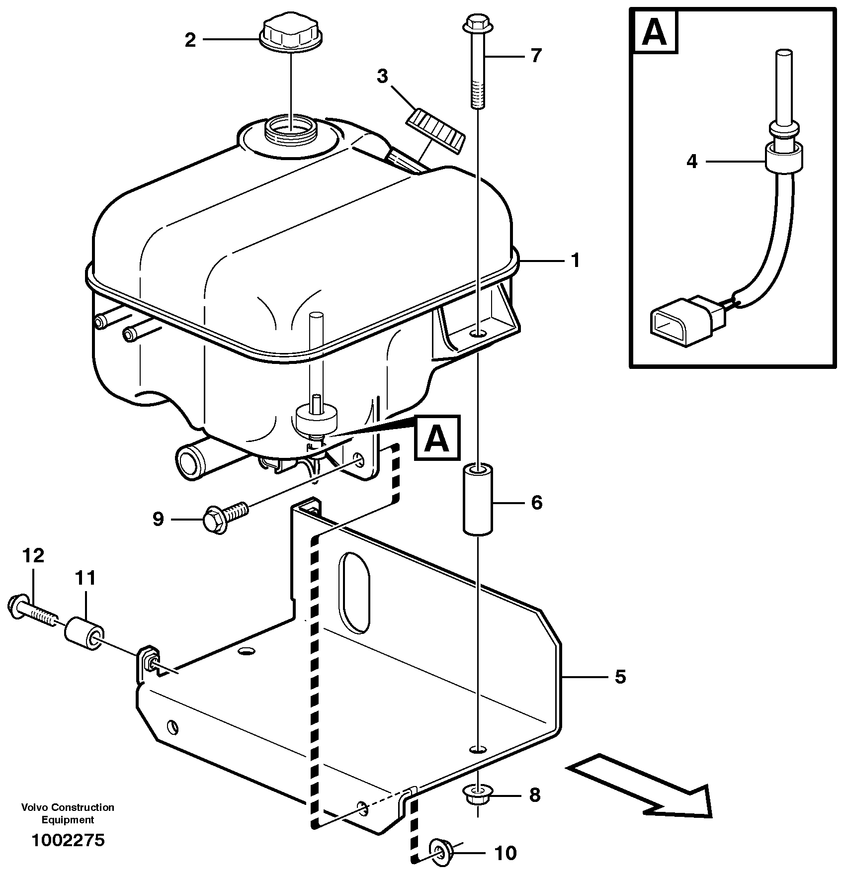 Схема запчастей Volvo L220E - 53336 Expansion tank with fitting parts L220E SER NO 2001 - 3999