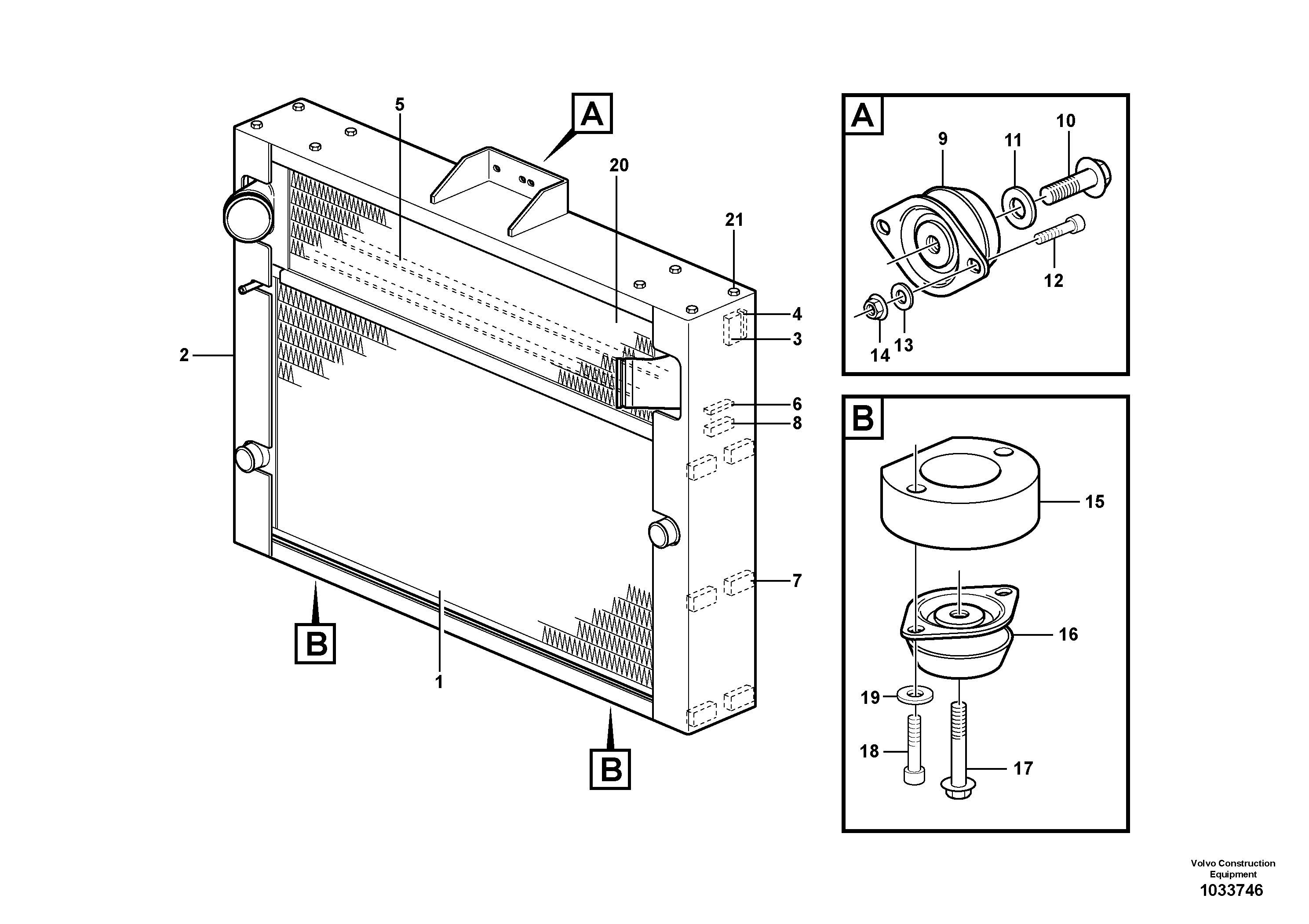 Схема запчастей Volvo L220E - 66187 Radiator with fitting parts L220E SER NO 2001 - 3999