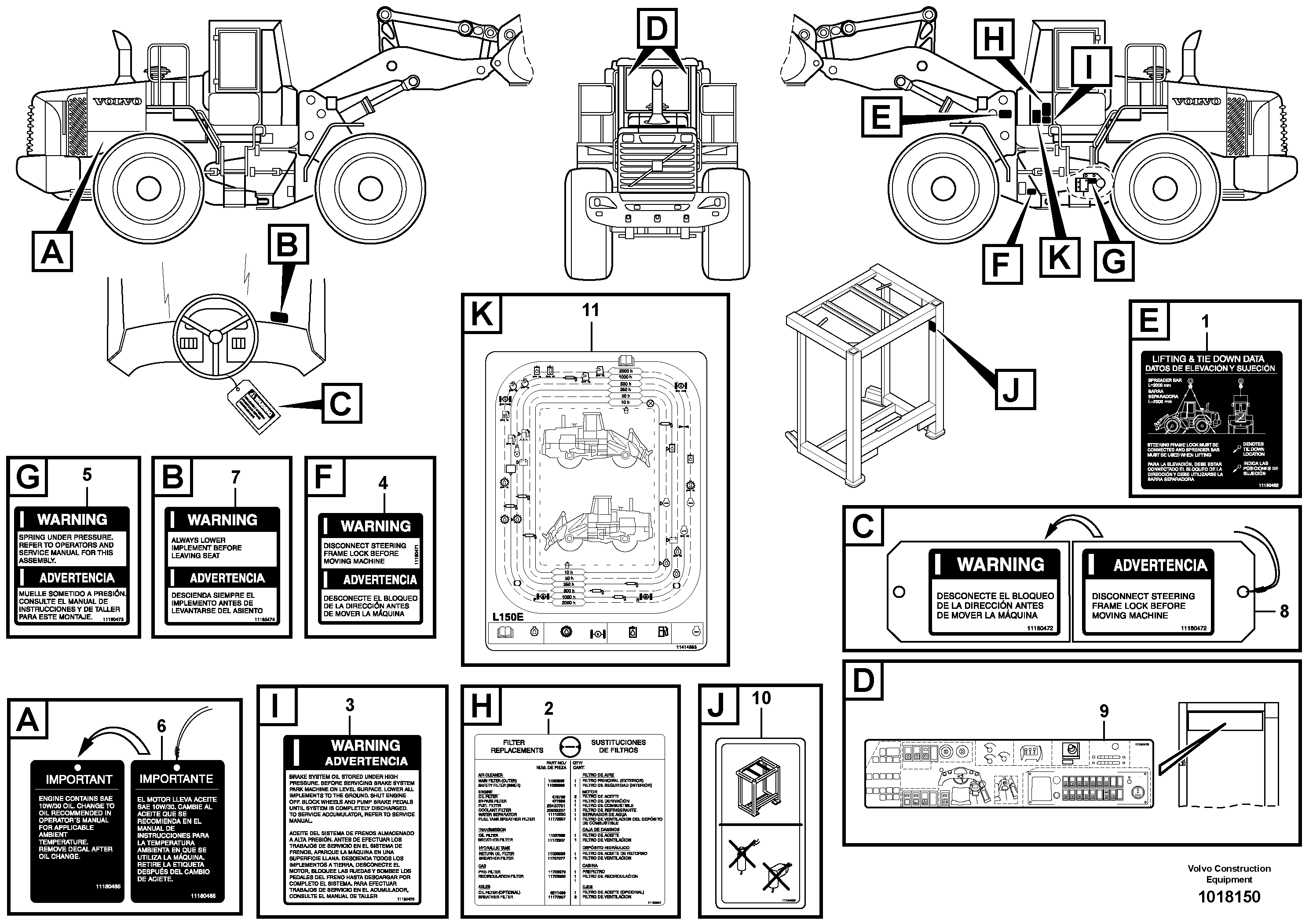 Схема запчастей Volvo L220E - 54370 Decals L220E SER NO 2001 - 3999