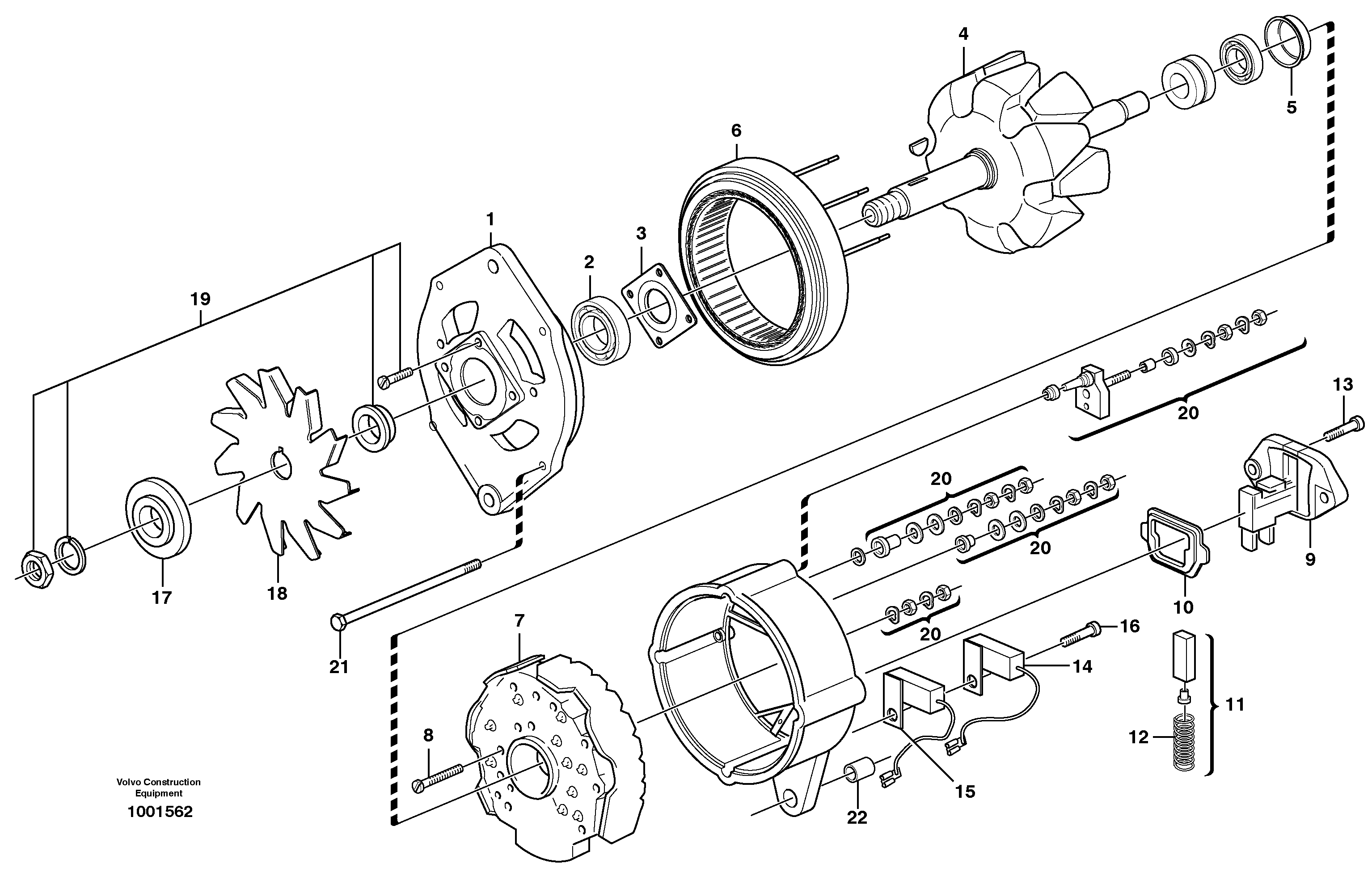 Схема запчастей Volvo L220E - 26197 Alternator L220E SER NO 2001 - 3999