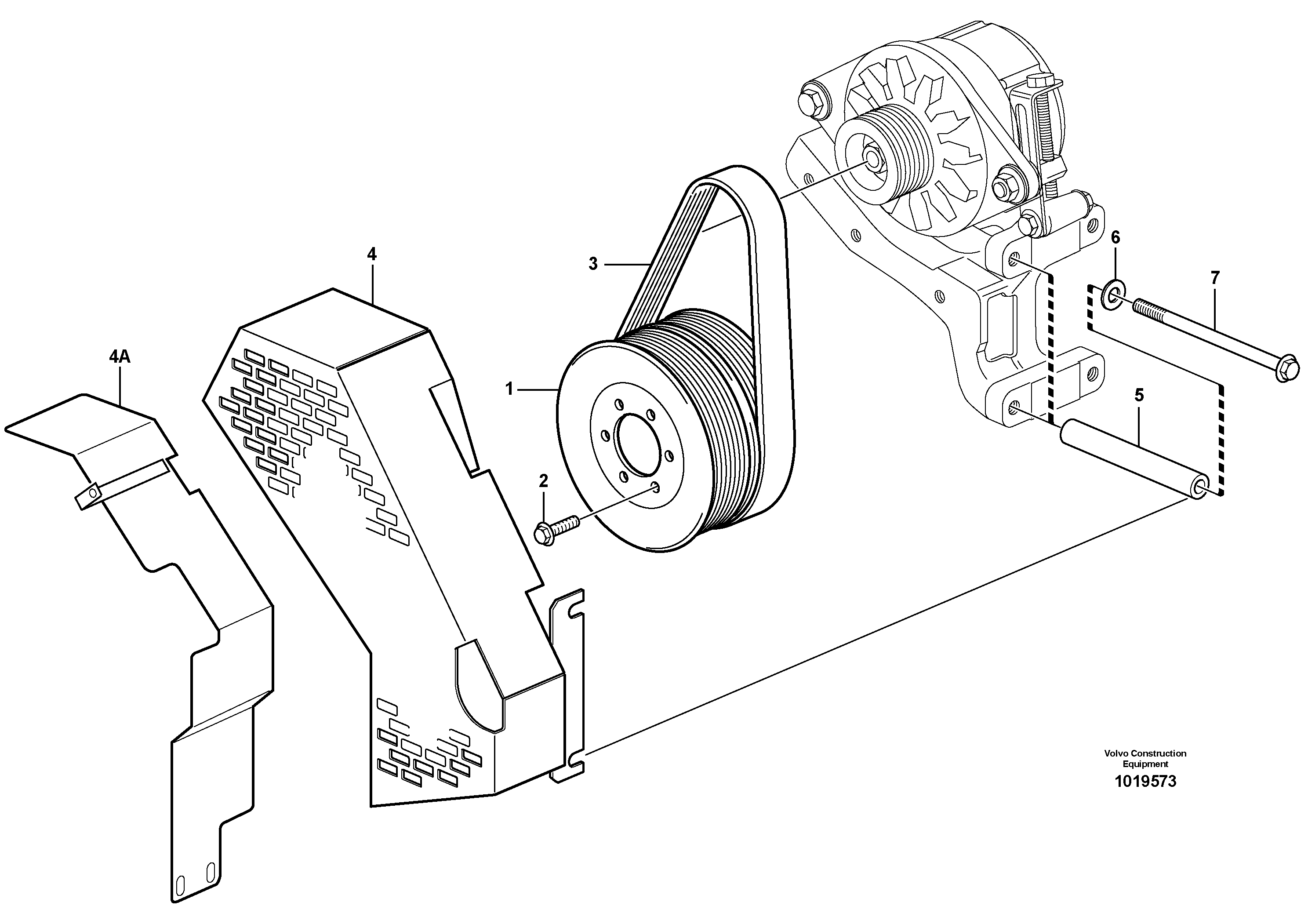 Схема запчастей Volvo L220E - 3165 Drive belt and belt protector L220E SER NO 2001 - 3999