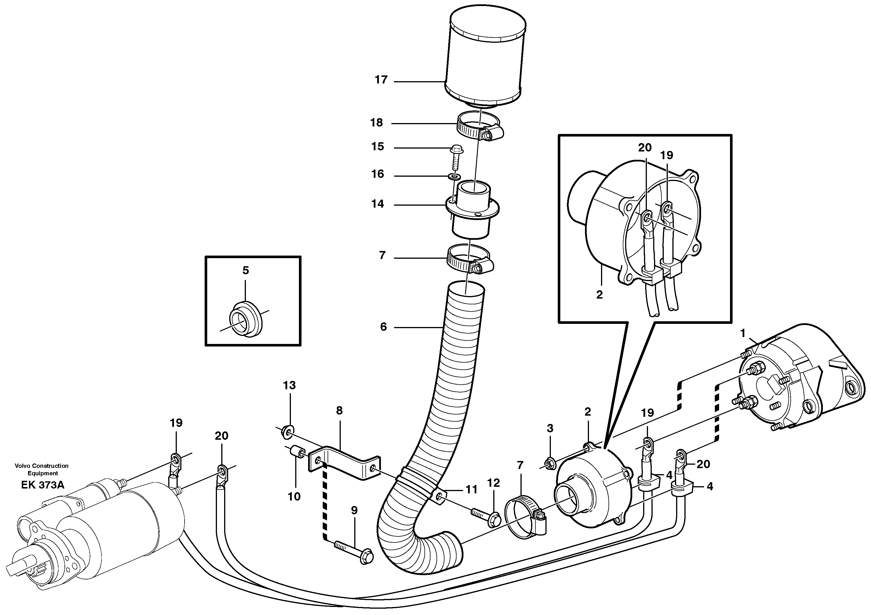 Схема запчастей Volvo L220E - 53337 Alternator, 80A. With fitting parts L220E SER NO 2001 - 3999