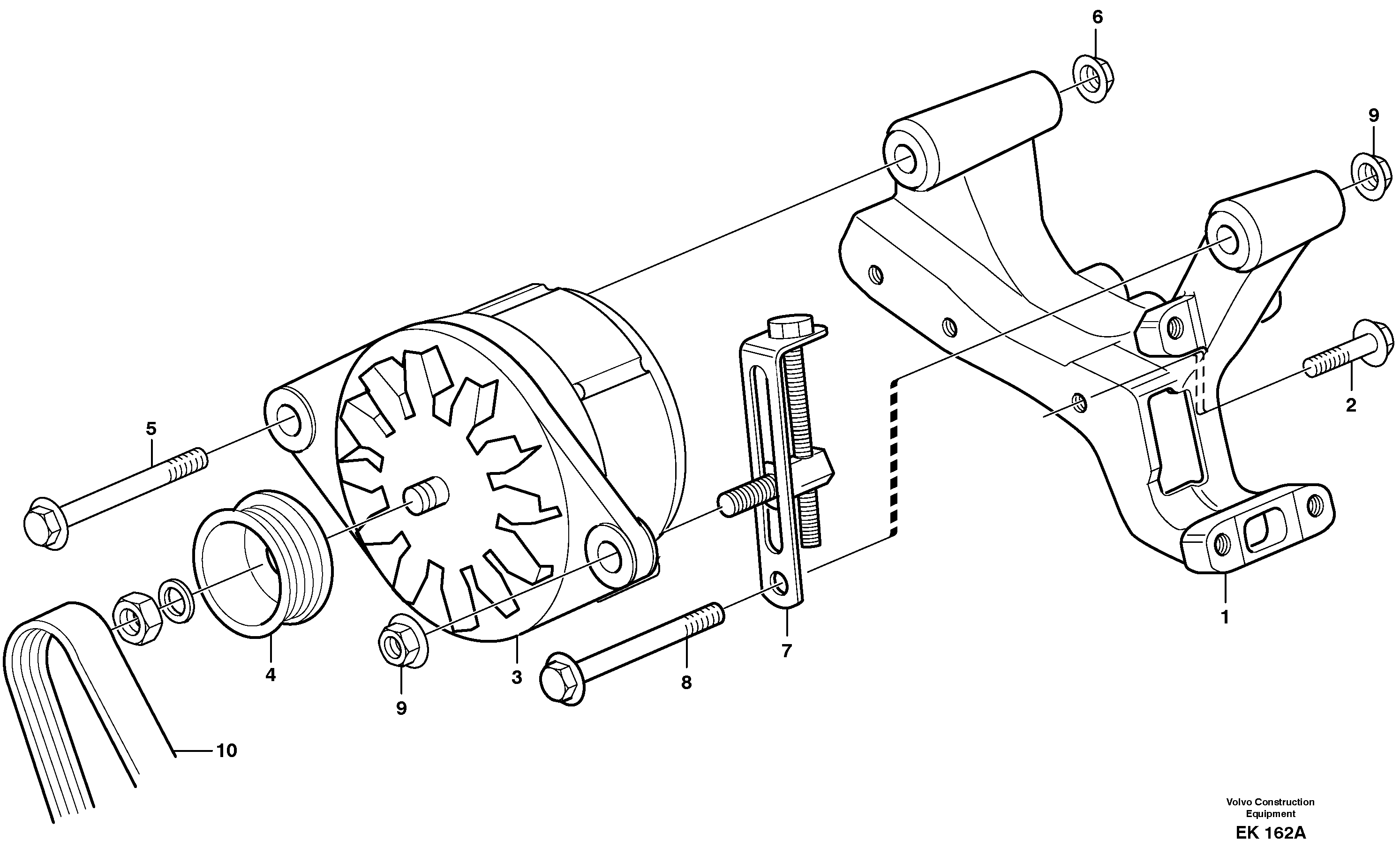 Схема запчастей Volvo L220E - 55216 Alternator with assembling details L220E SER NO 2001 - 3999