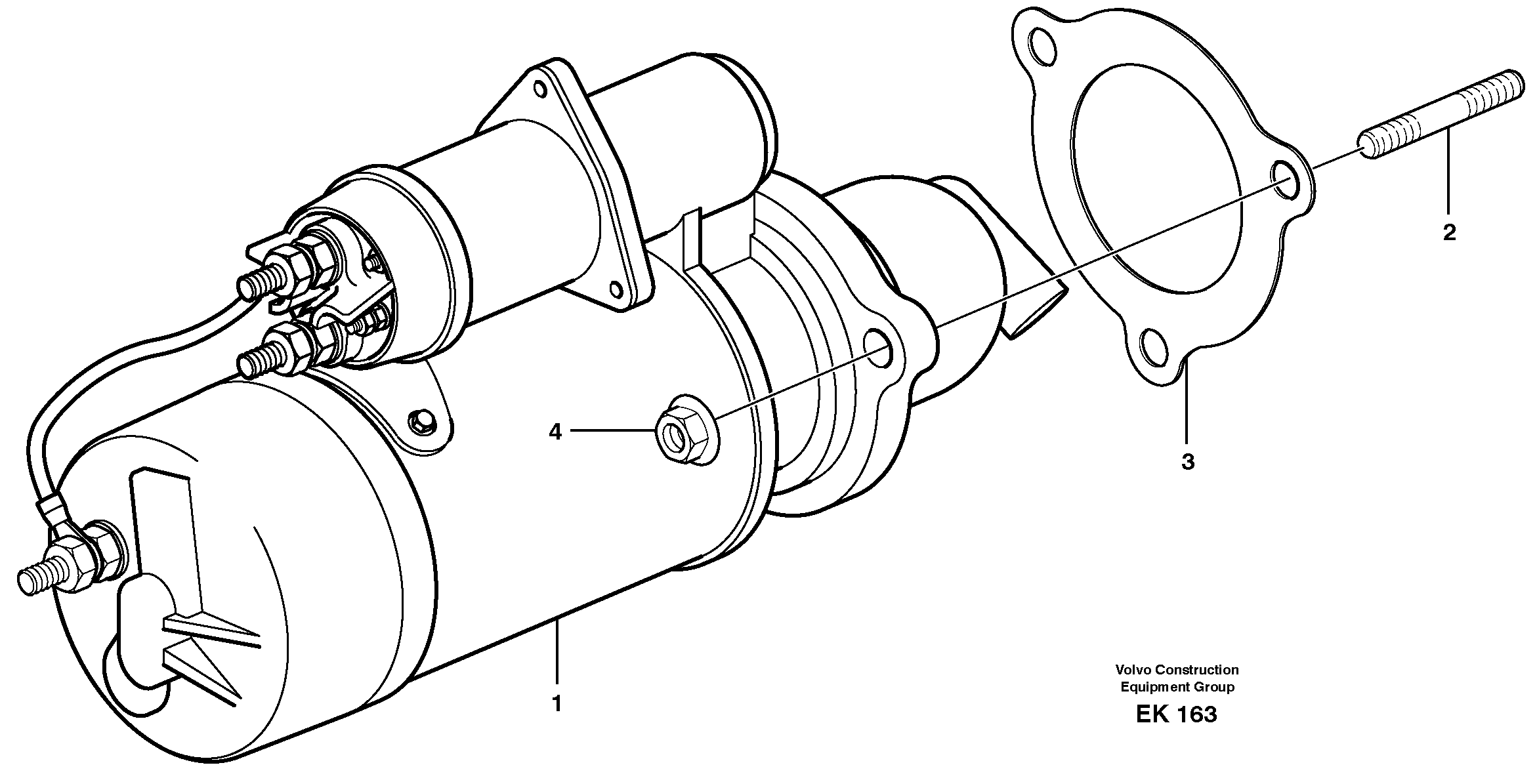 Схема запчастей Volvo L220E - 19034 Starter motor with assembling details L220E SER NO 2001 - 3999