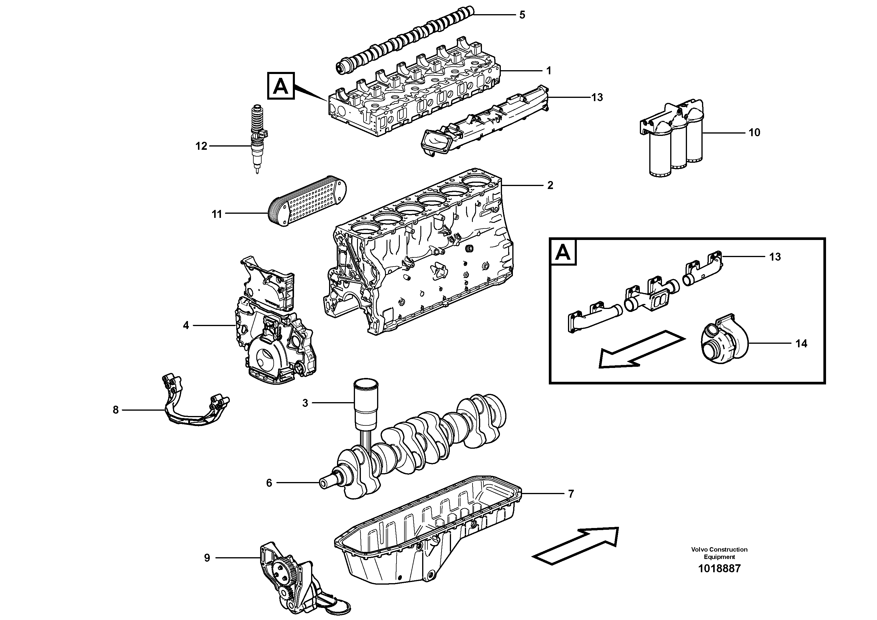 Схема запчастей Volvo L220E - 47625 Двигатель в сборе L220E SER NO 4003 - 5020