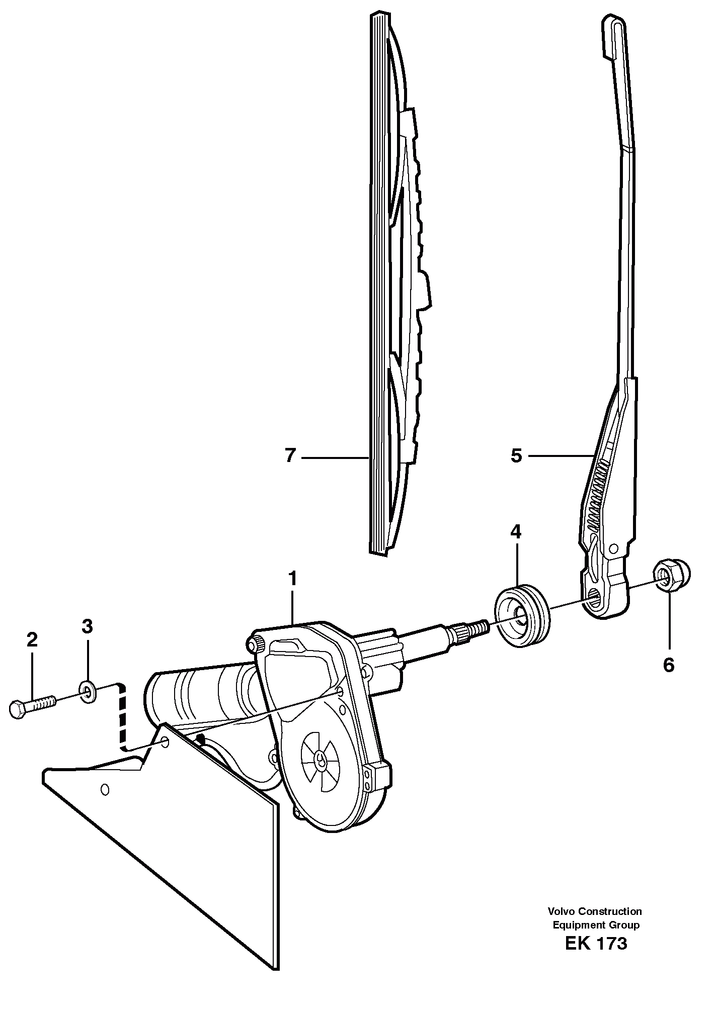Схема запчастей Volvo L220E - 41115 Windshield wiper, rear L220E SER NO 2001 - 3999