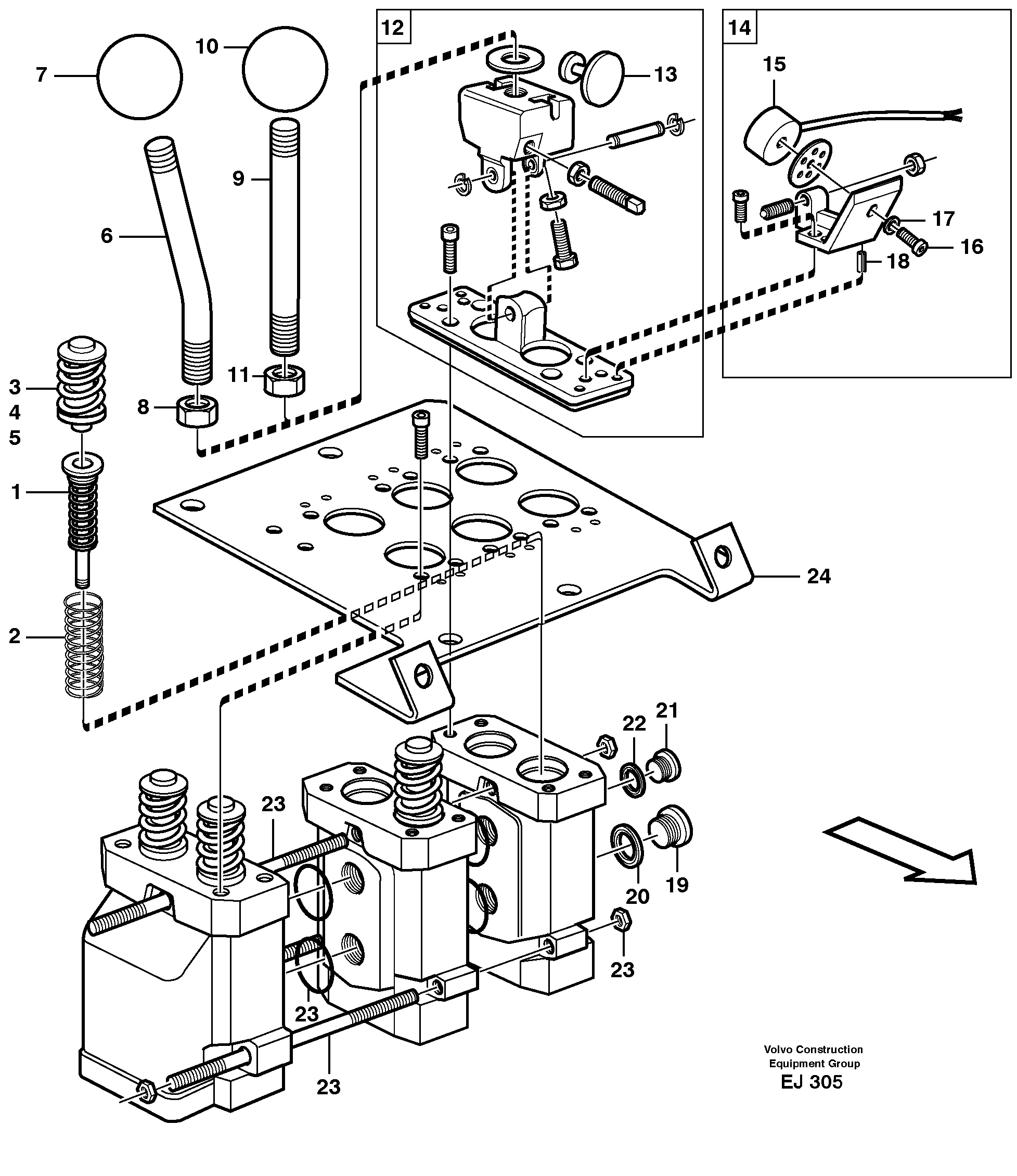 Схема запчастей Volvo L220E - 96864 Servo valve L220E SER NO 2001 - 3999