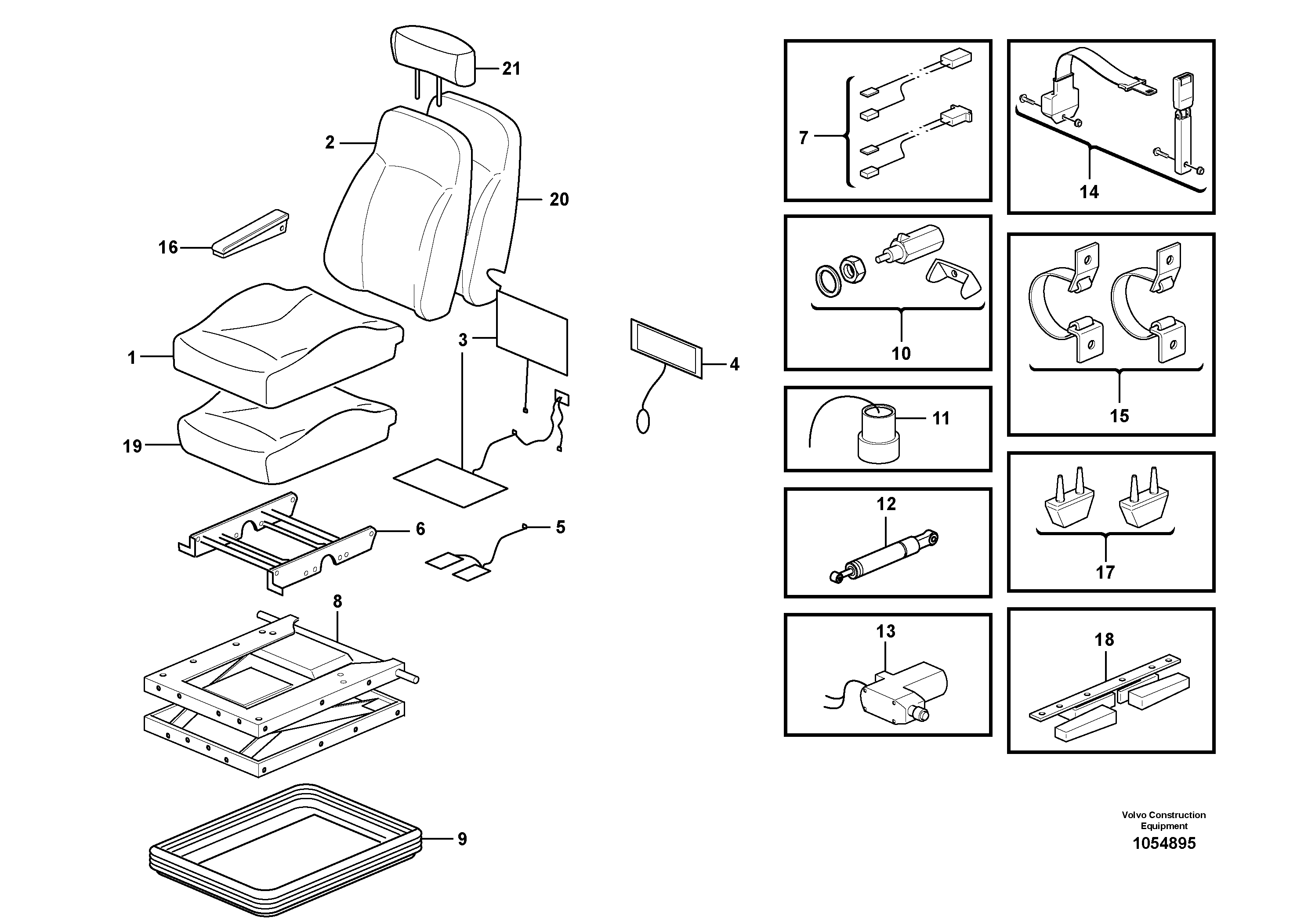 Схема запчастей Volvo L220E - 7115 Operators seat, heated, air suspensioned L220E SER NO 4003 - 5020