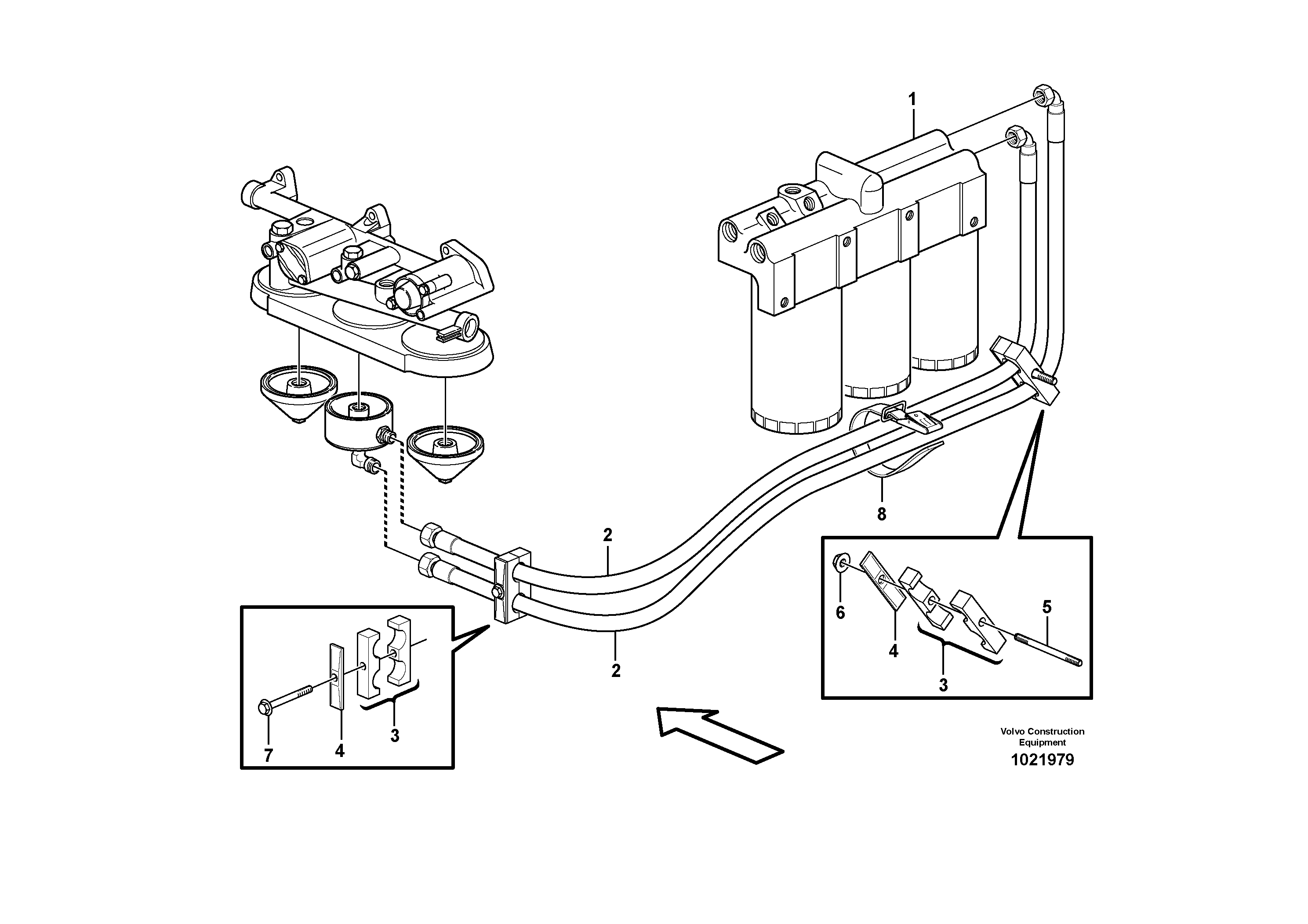 Схема запчастей Volvo L220E - 84781 Clamps to oil hoses L220E SER NO 4003 - 5020