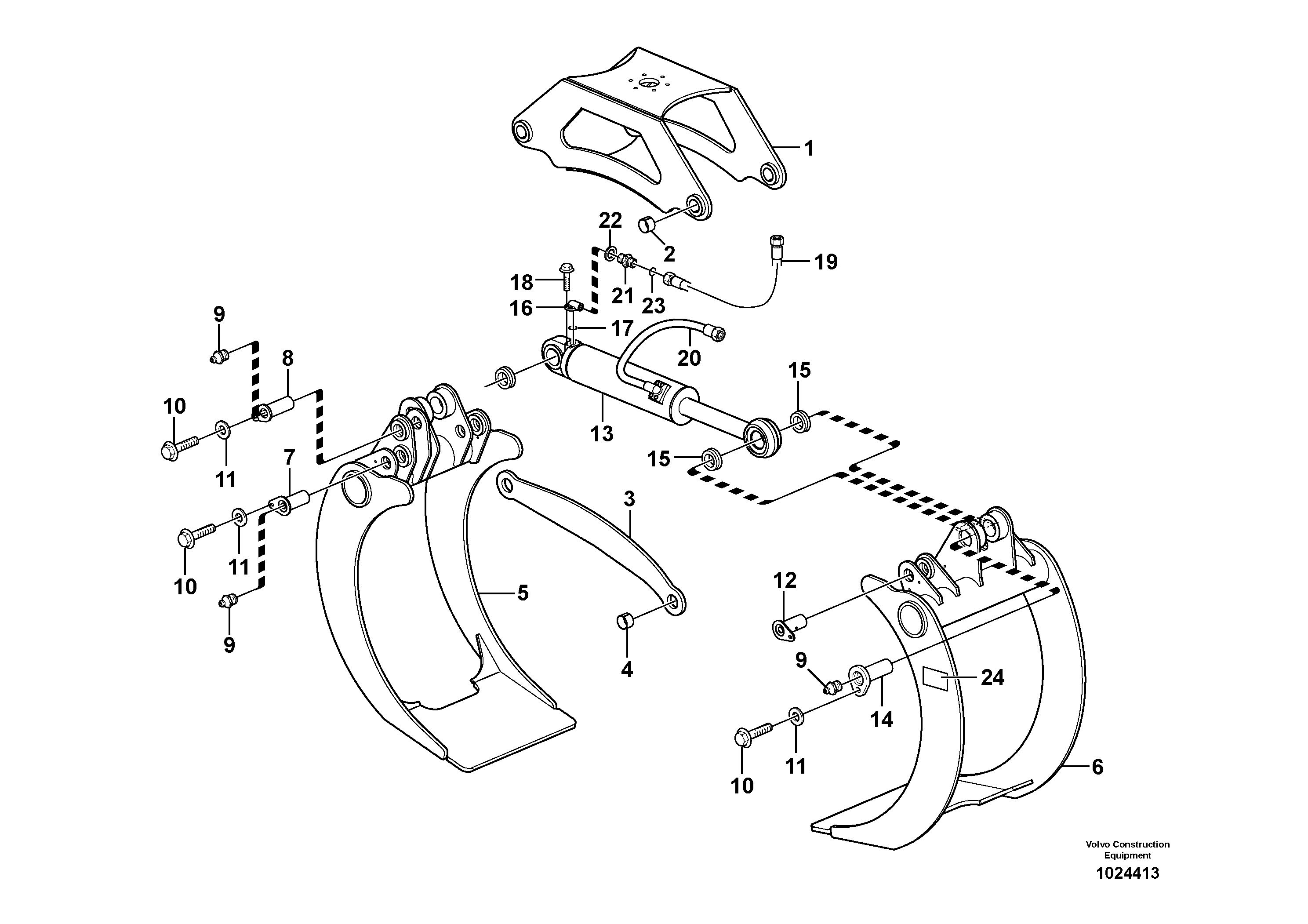 Схема запчастей Volvo L220E - 7645 Grapple Swc ATTACHMENTS ATTACHMENTS WHEEL LOADERS GEN. D - E