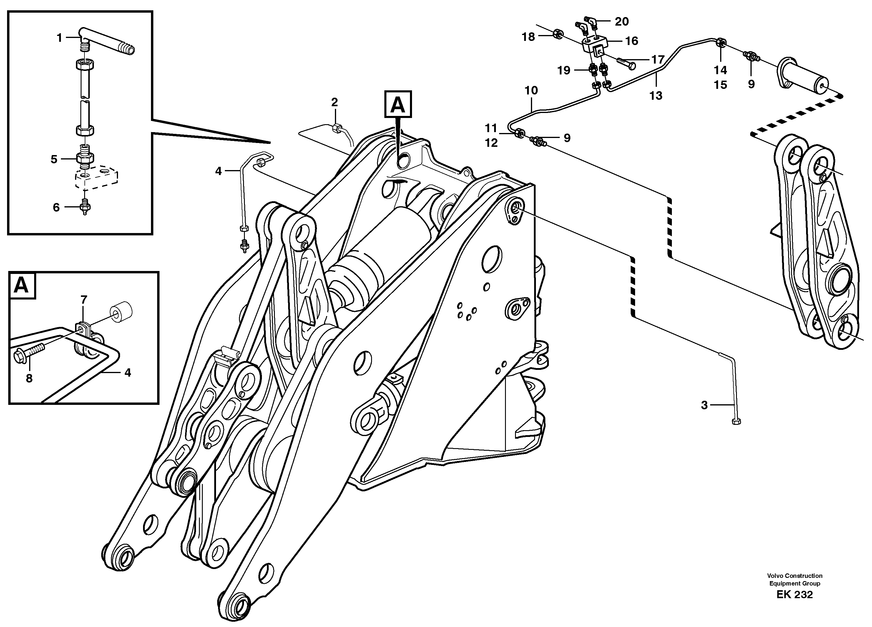 Схема запчастей Volvo L220E - 35218 Extended lube points for lift arm system L220E SER NO 2001 - 3999