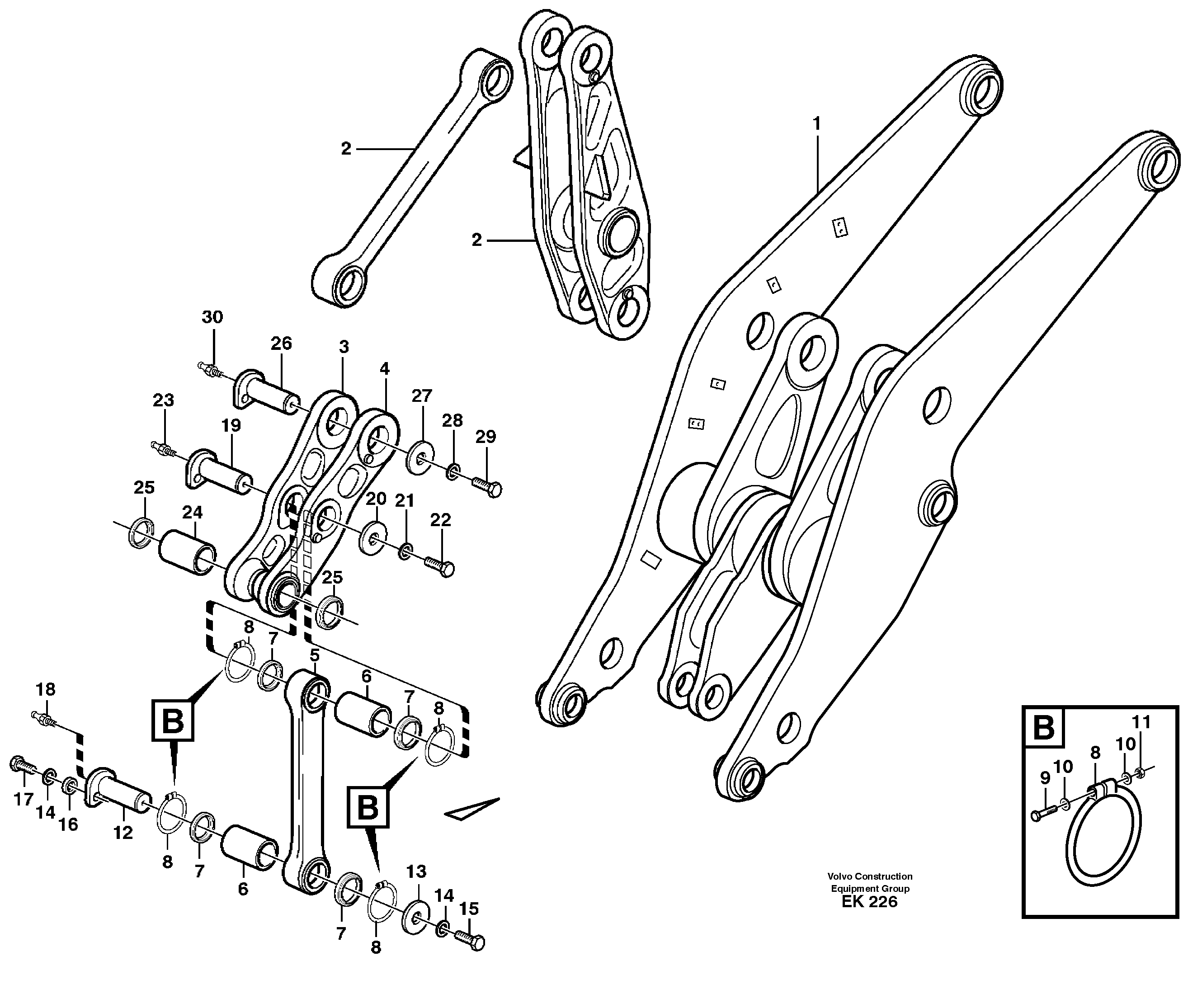 Схема запчастей Volvo L220E - 52268 Forward links with fitting parts L220E SER NO 2001 - 3999