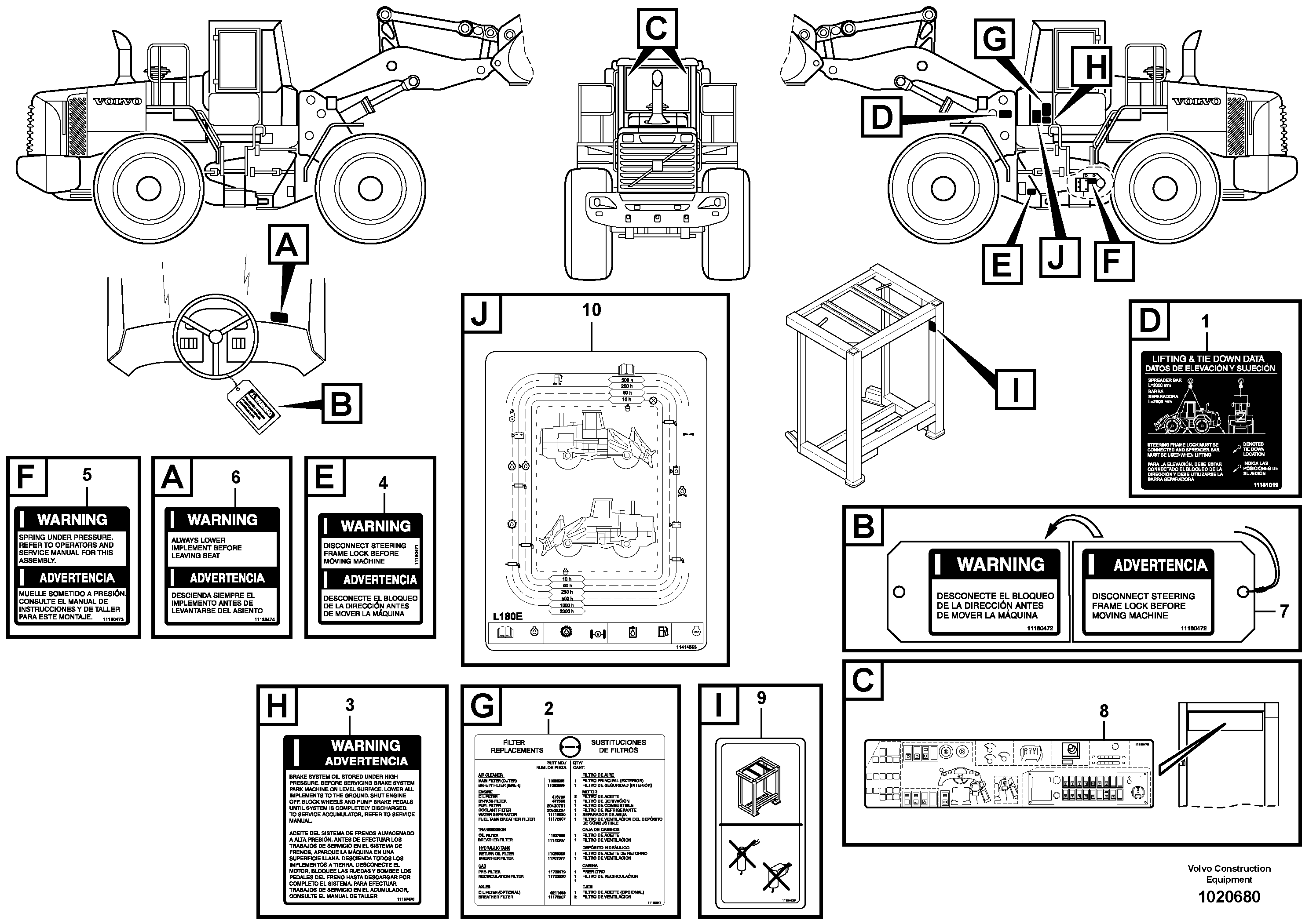 Схема запчастей Volvo L220E - 6809 Decals L220E SER NO 4003 - 5020