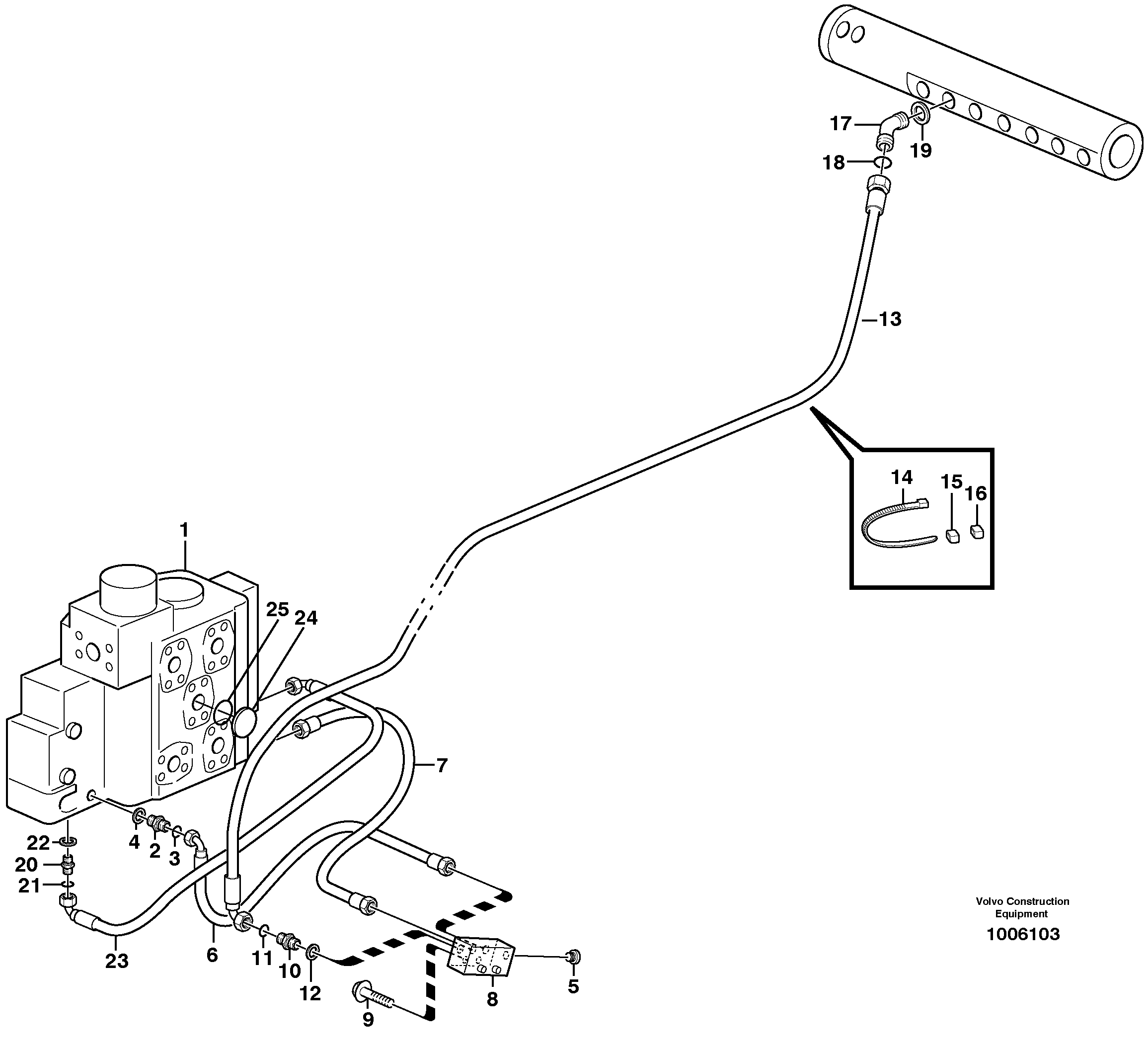 Схема запчастей Volvo L220E - 6548 Draining line - control valve L220E SER NO 4003 - 5020