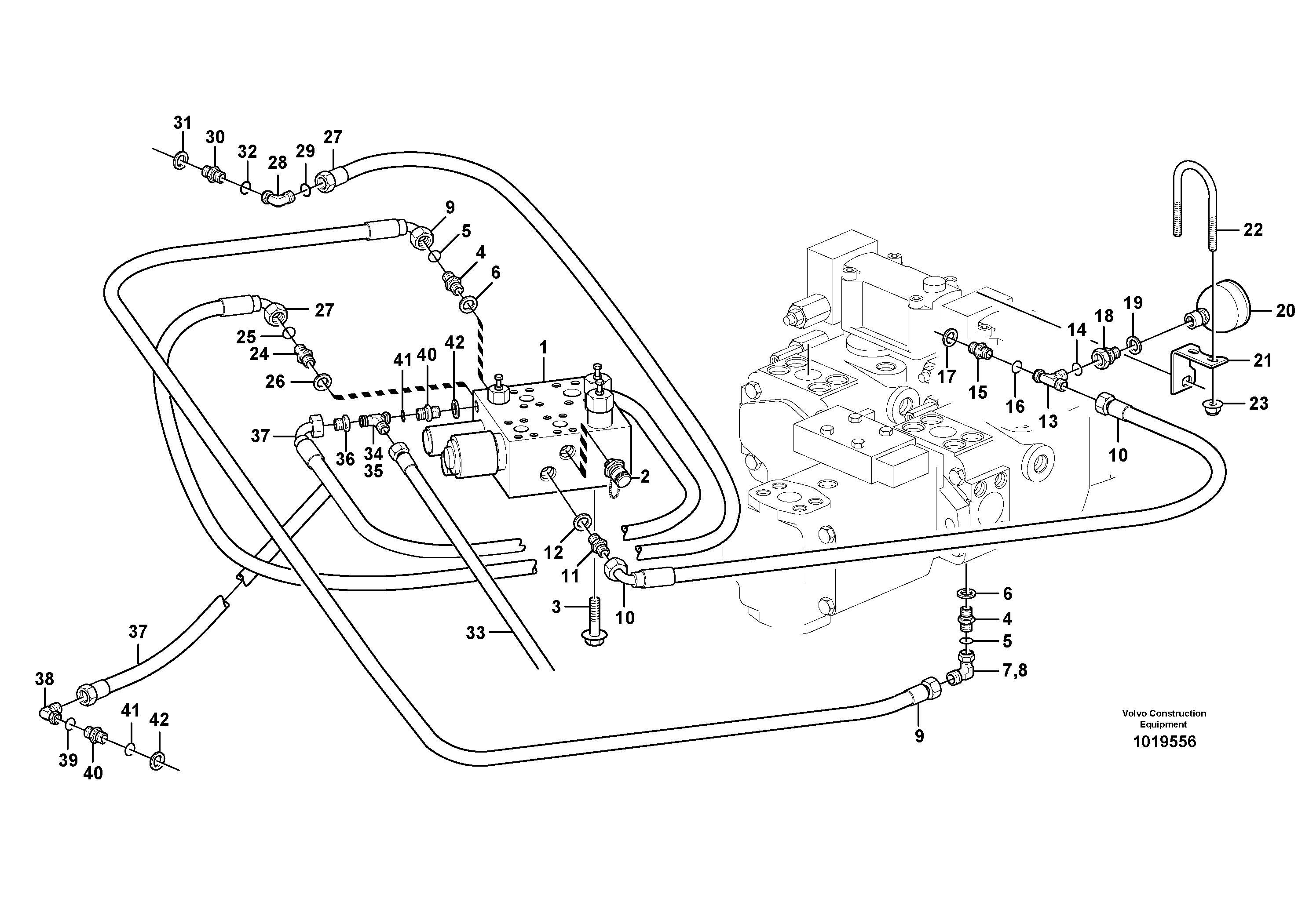 Схема запчастей Volvo L220E - 6958 Load sensing line L220E SER NO 4003 - 5020