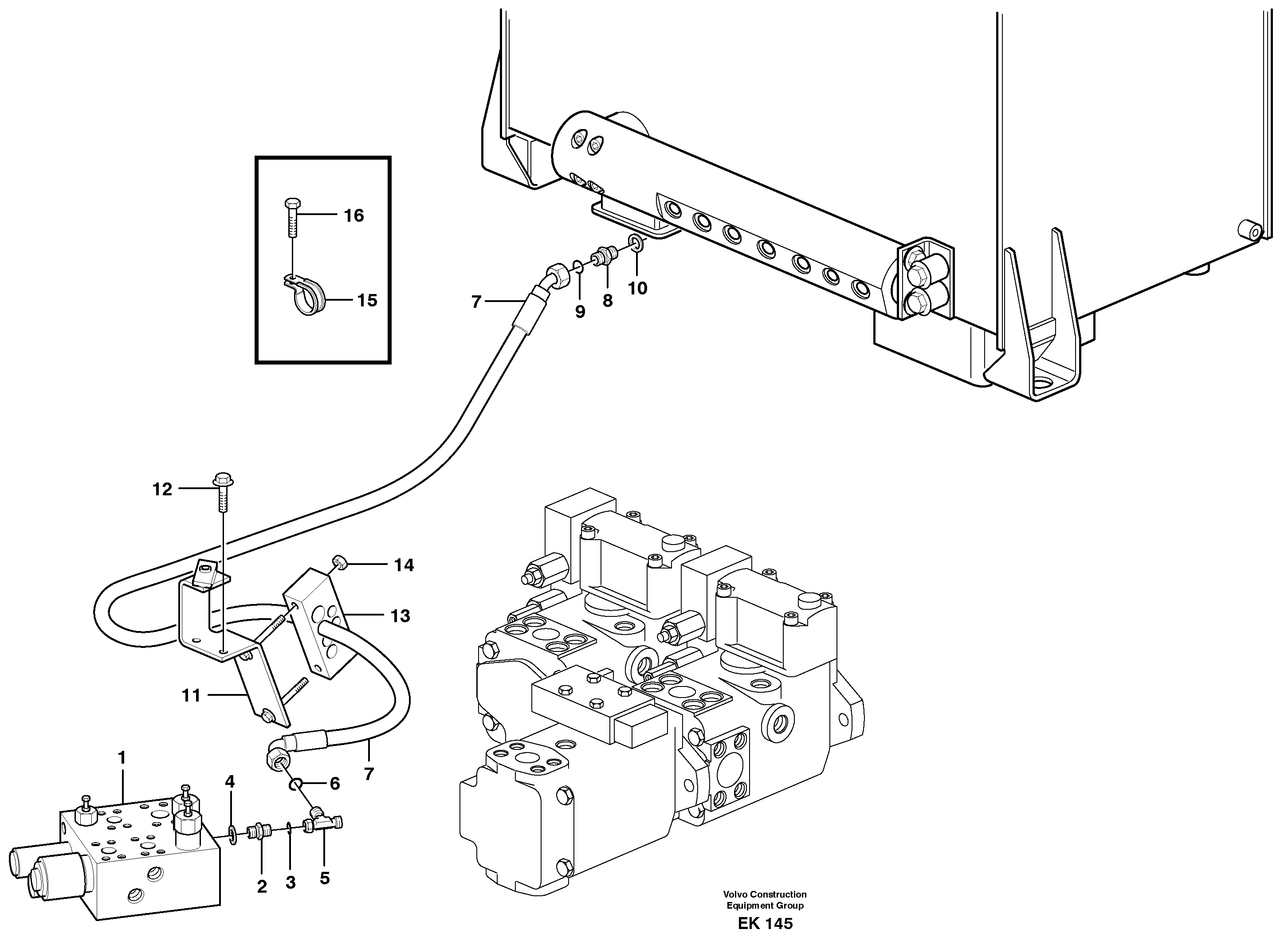 Схема запчастей Volvo L220E - 81567 Draining line, central block L220E SER NO 4003 - 5020